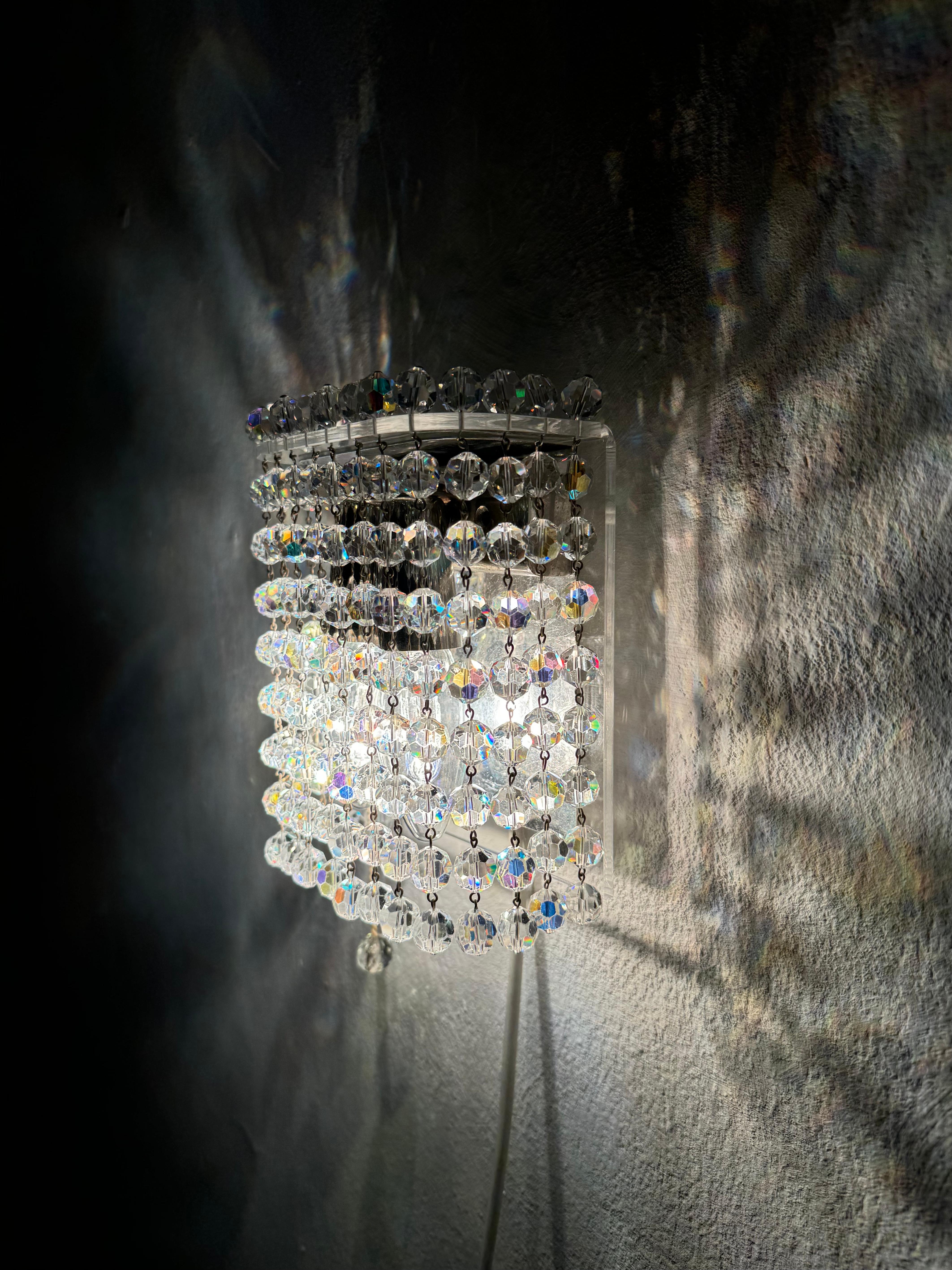 Lampada da parete in vetro cristallo e acrilico di Bakalowits in vendita 5