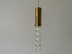 Crystal Glass and Brass Ceiling Lamp by Kaiser Leuchten, 1960s, Germany