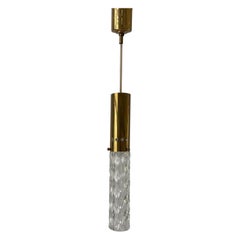 Crystal Glass and Brass Ceiling Lamp by Kaiser Leuchten, 1960s, Germany