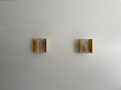 Crystal Glass and Brass Curve Backplate Pair of Sconces, 1960s, Germany