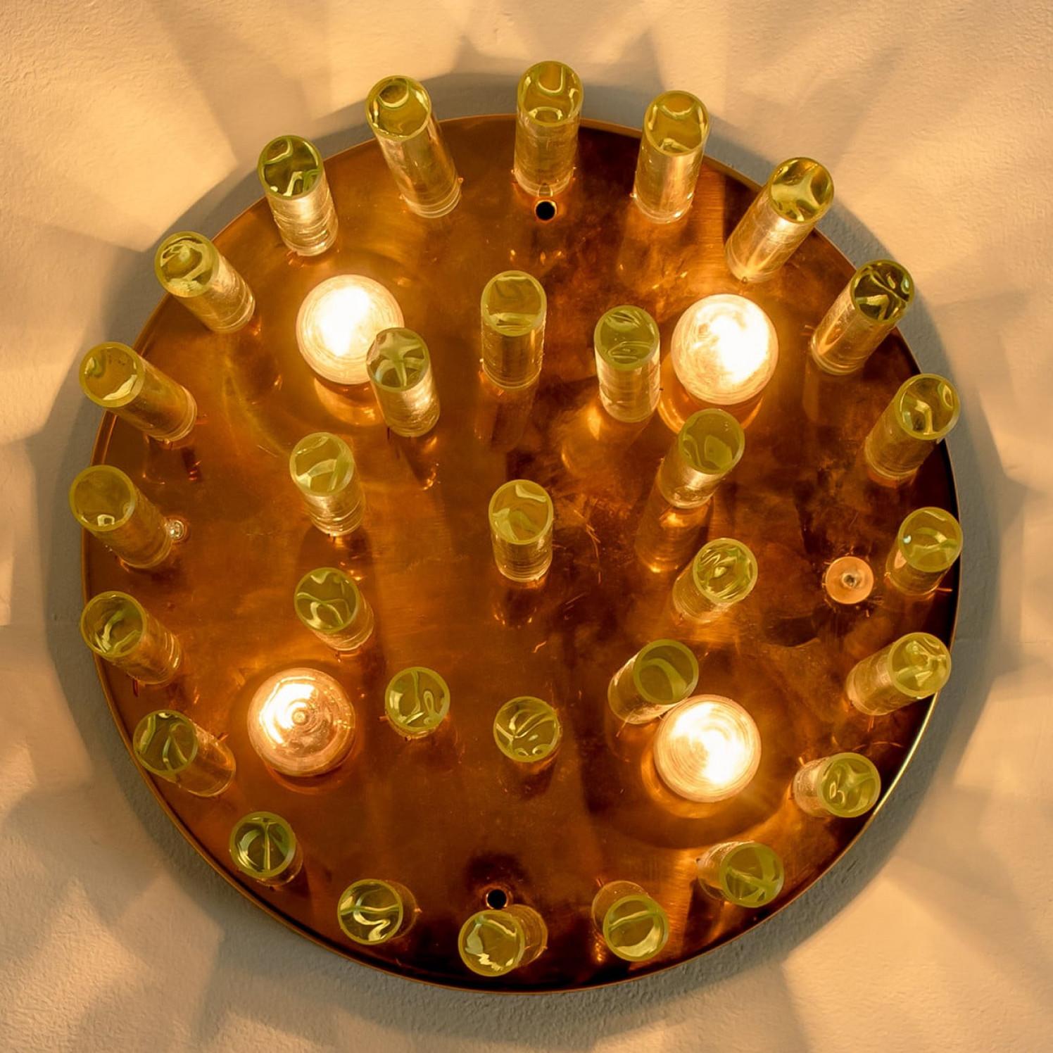 Monture encastrée en verre de cristal et laiton par Ernst Palme, 1970 en vente 2