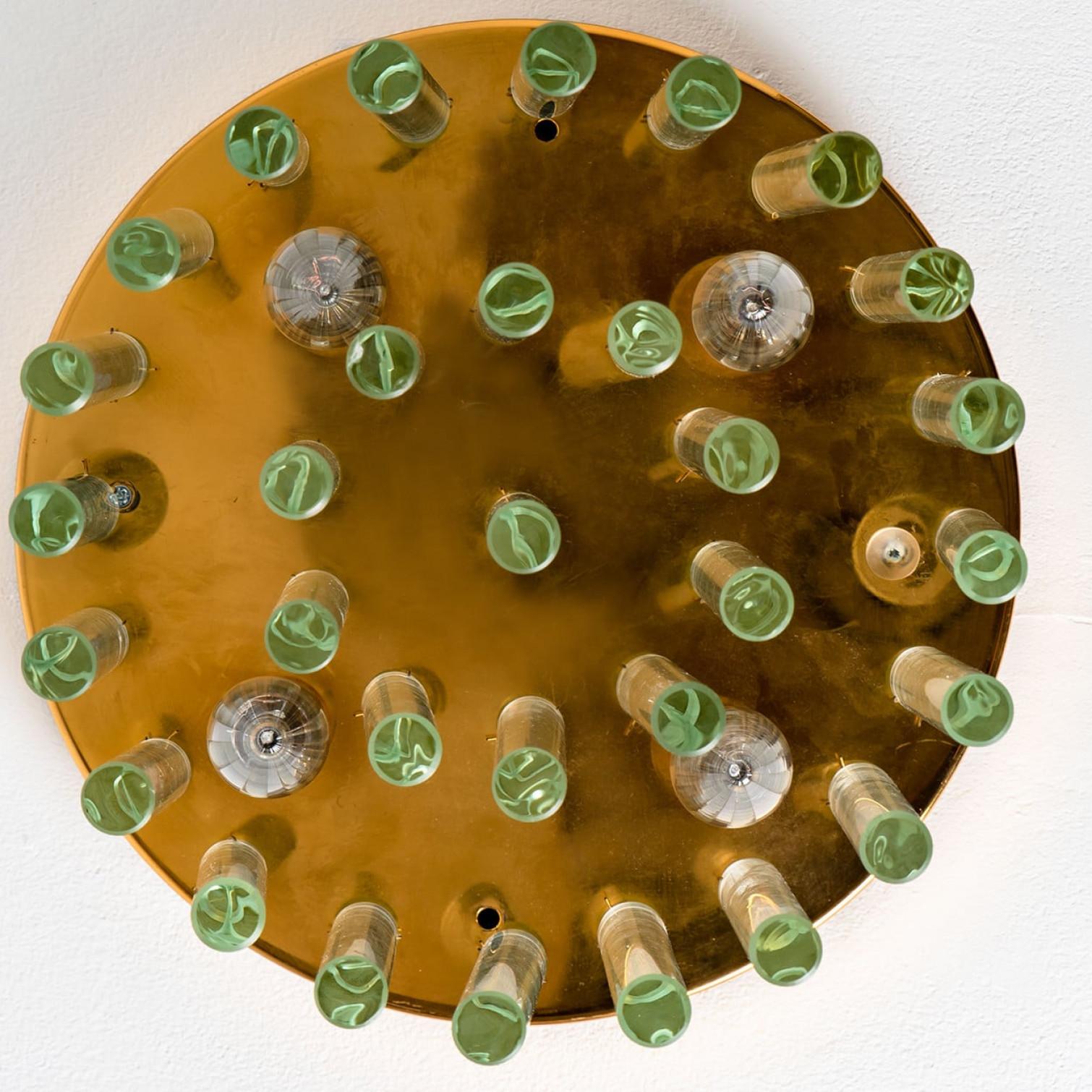 Monture encastrée en verre de cristal et laiton par Ernst Palme, 1970 Bon état - En vente à Rijssen, NL