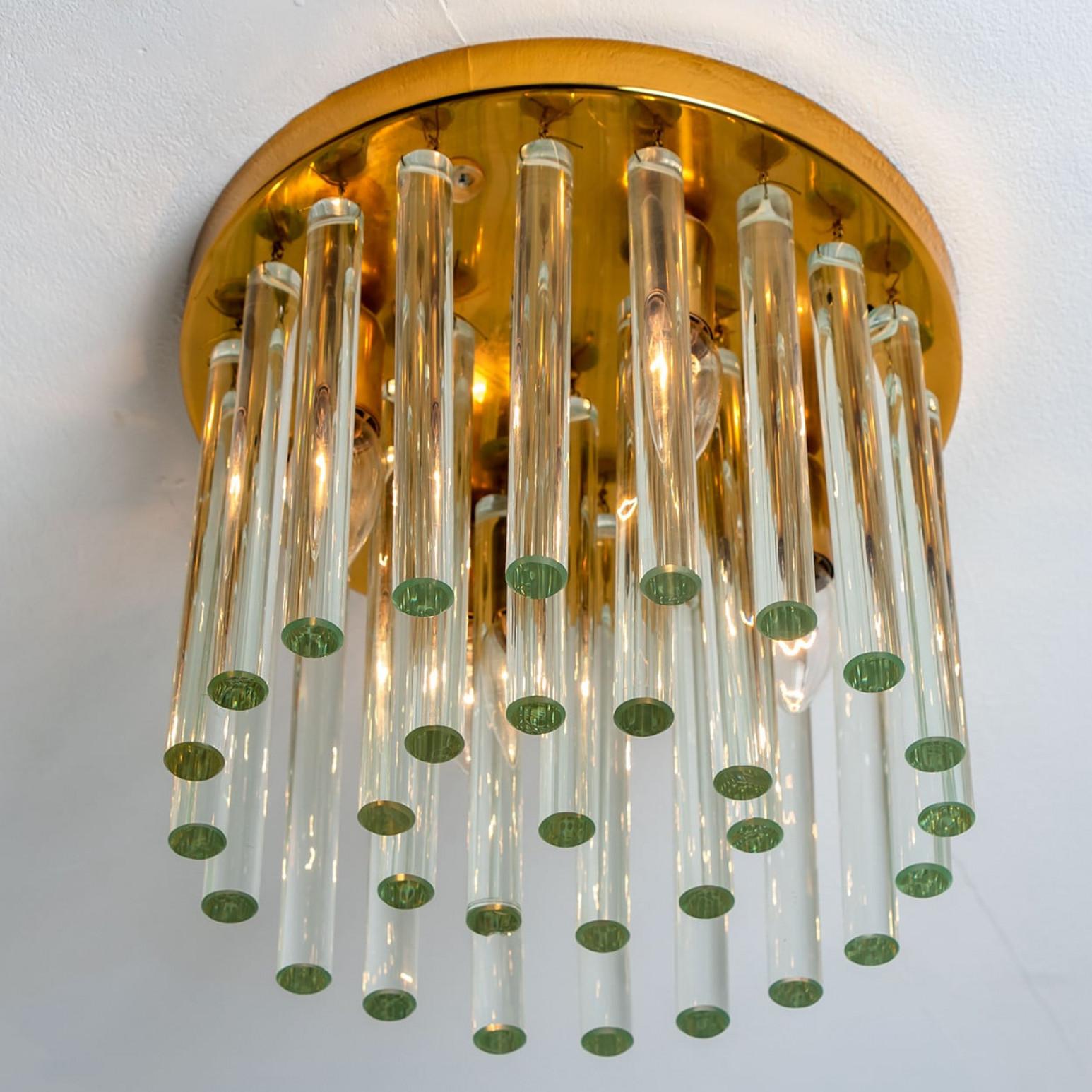 Laiton Monture encastrée en verre de cristal et laiton par Ernst Palme, 1970 en vente