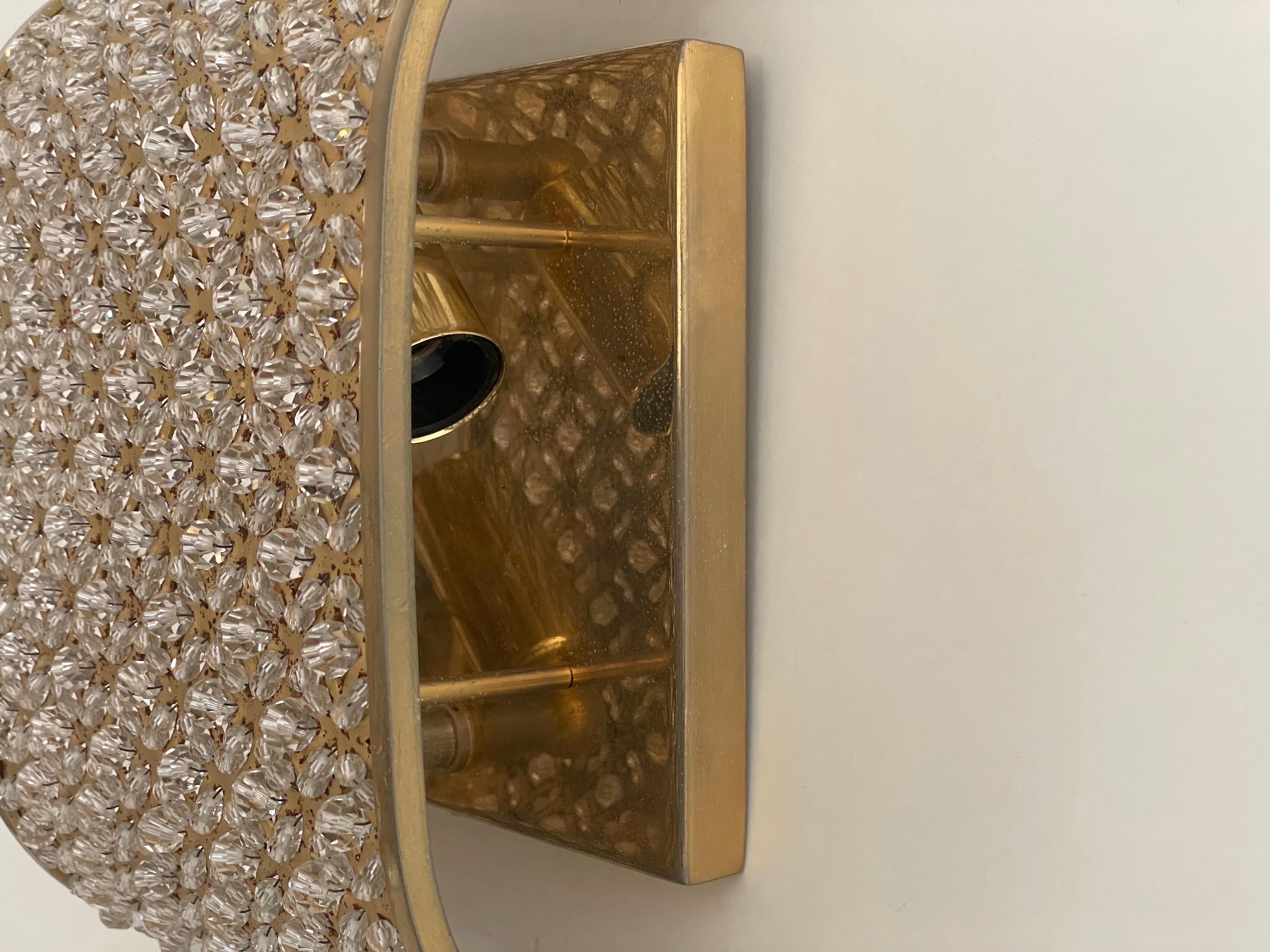 Applique simple en cristal de verre et laiton, années 1960, Italie en vente 3