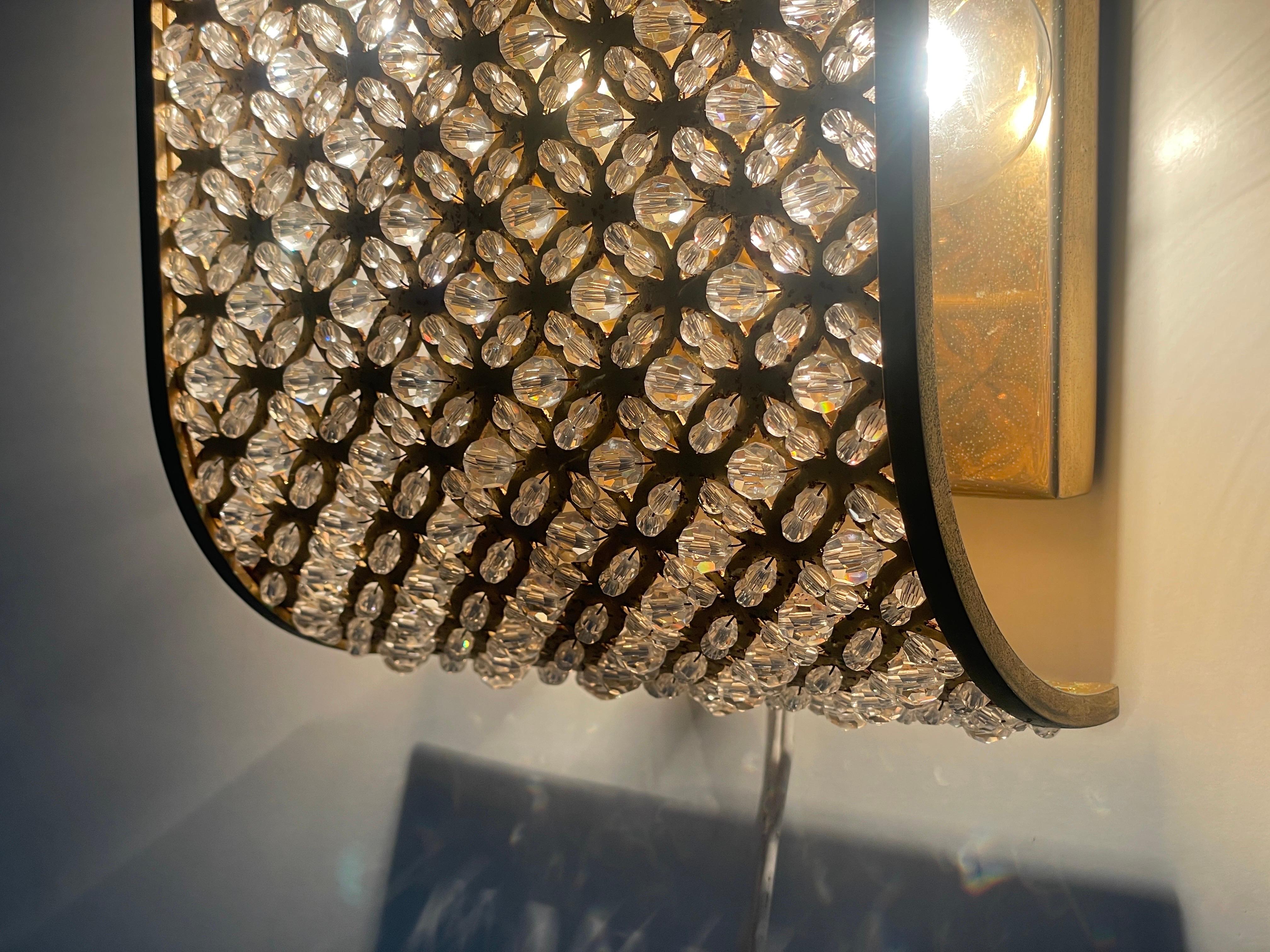 Applique simple en cristal de verre et laiton, années 1960, Italie en vente 8