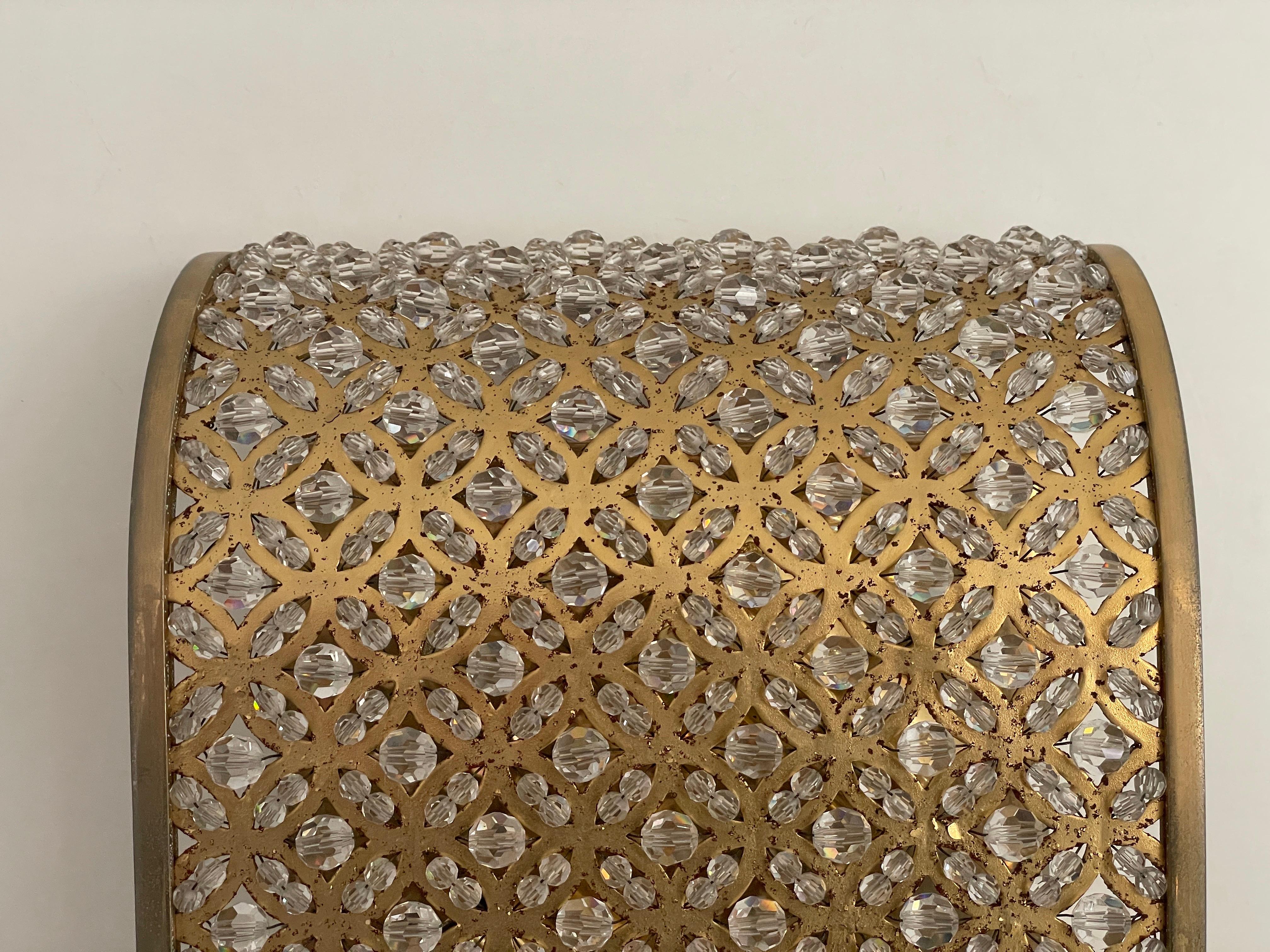 Milieu du XXe siècle Applique simple en cristal de verre et laiton, années 1960, Italie en vente