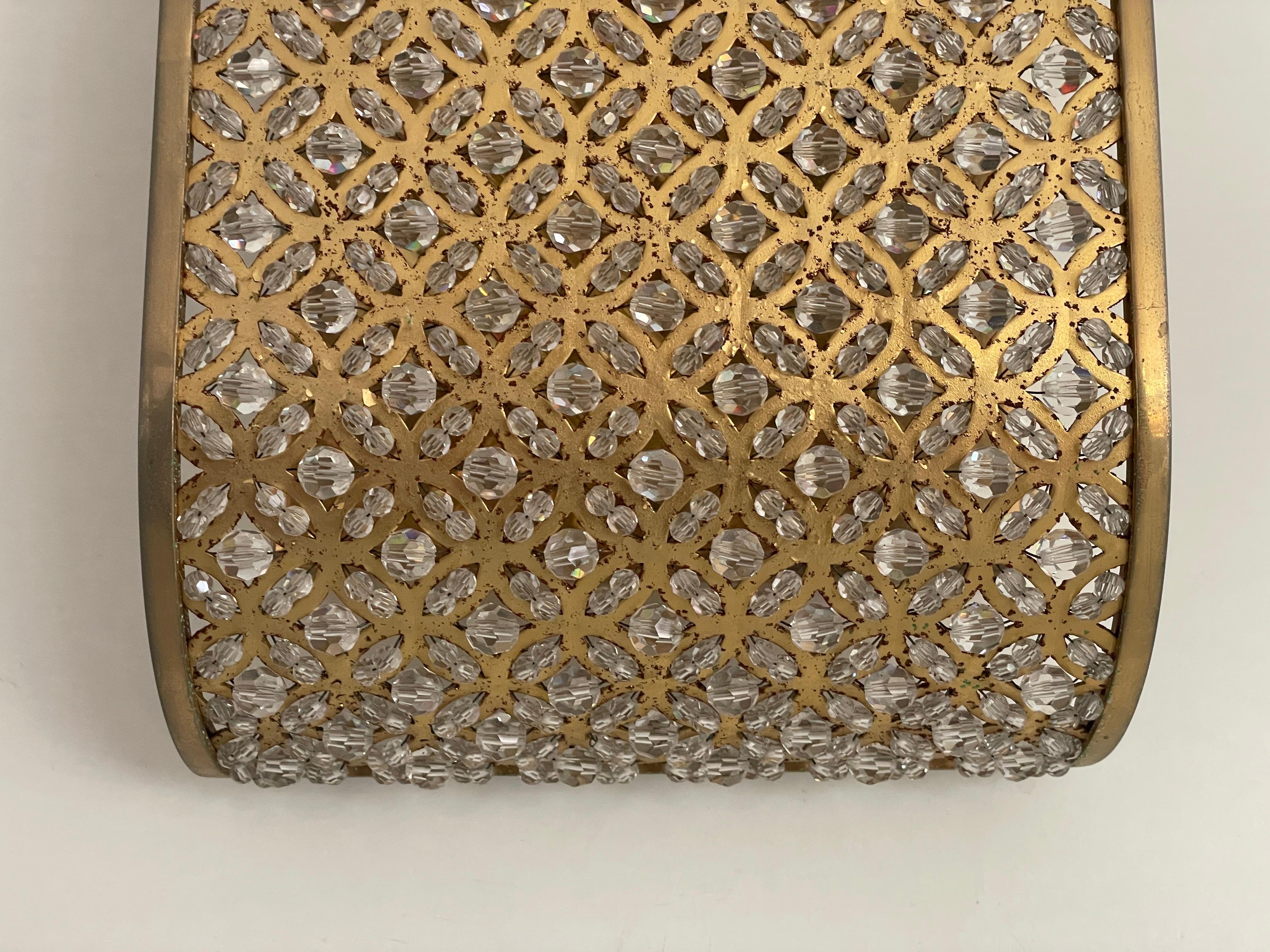Laiton Applique simple en cristal de verre et laiton, années 1960, Italie en vente