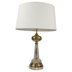 Crystal Glass and Brass Table Lamp, 1900s