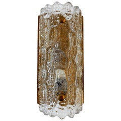 Crystal Glass and Brass Wall Lamp by Carl Fagerlund for Orrefors and Lyfa, 1960s