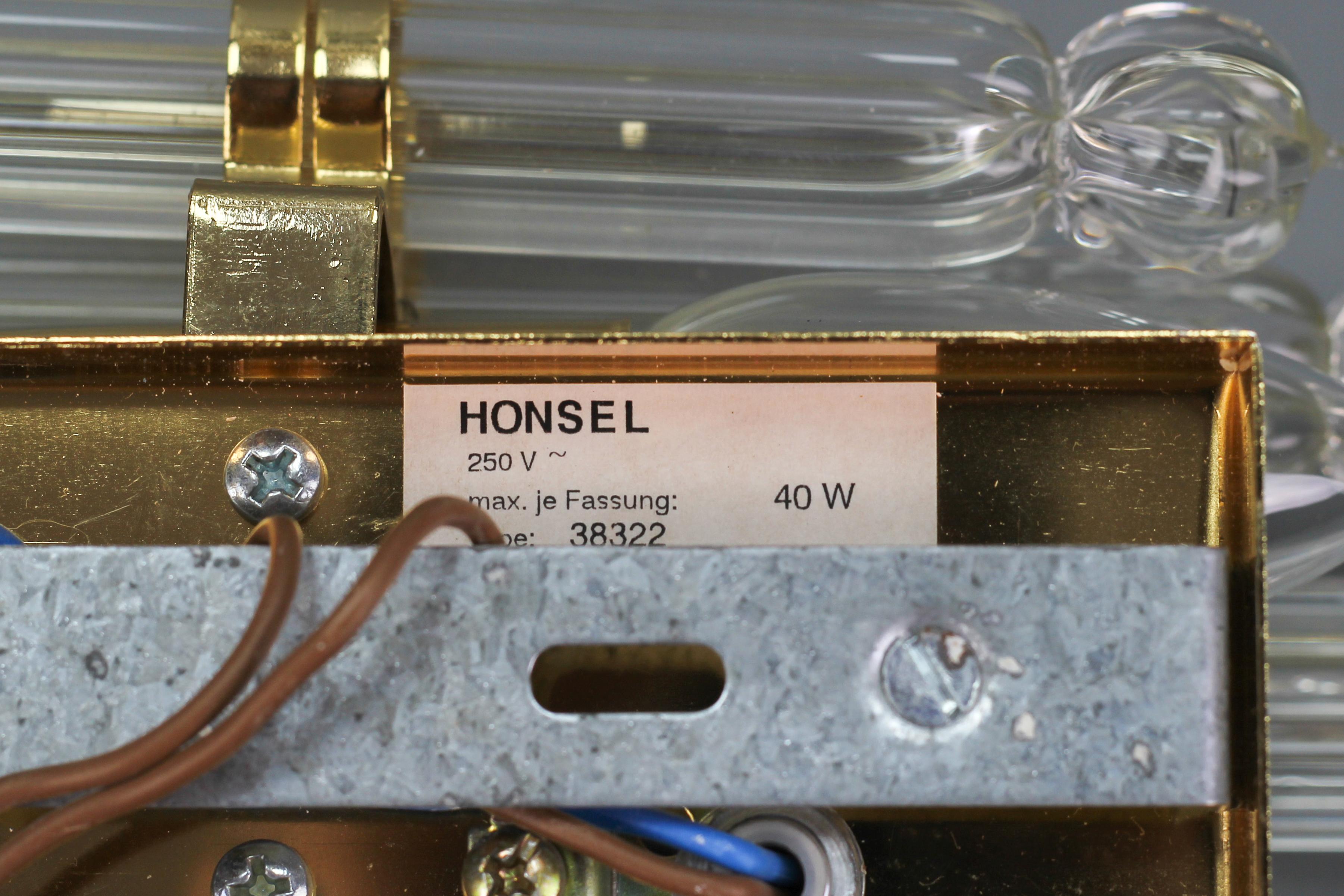 Crystal Glass and Brass Wall Lamp by Honsel, Germany For Sale 10