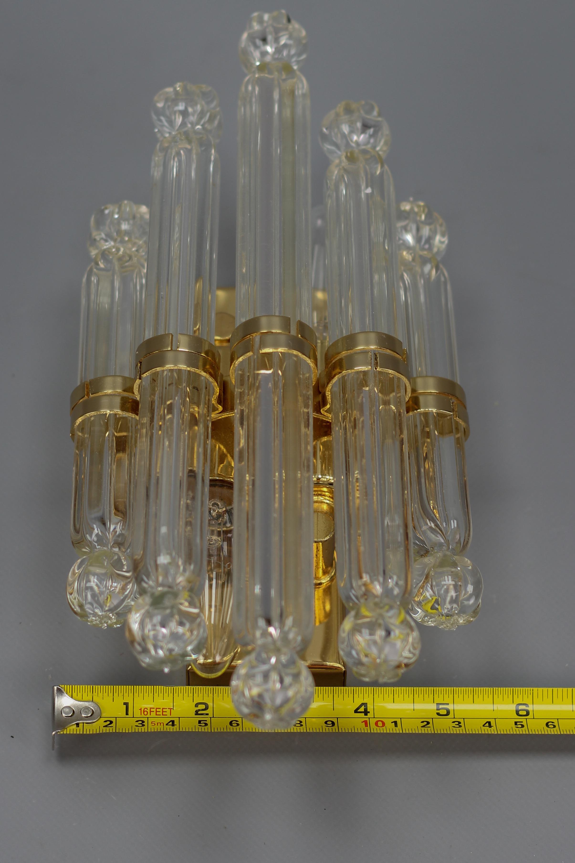 Crystal Glass and Brass Wall Lamp by Honsel, Germany For Sale 13