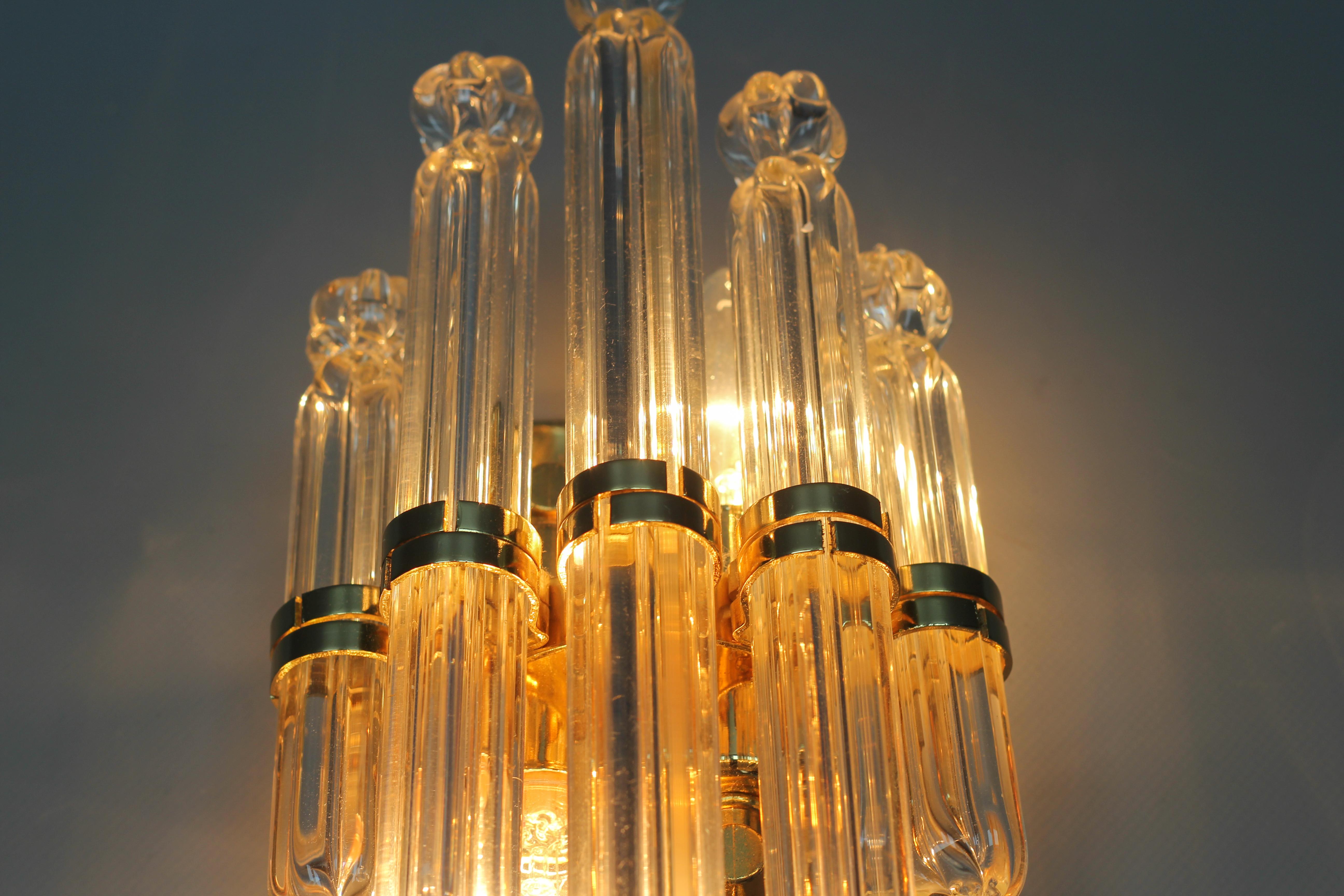 Crystal Glass and Brass Wall Lamp by Honsel, Germany In Good Condition For Sale In Barntrup, DE