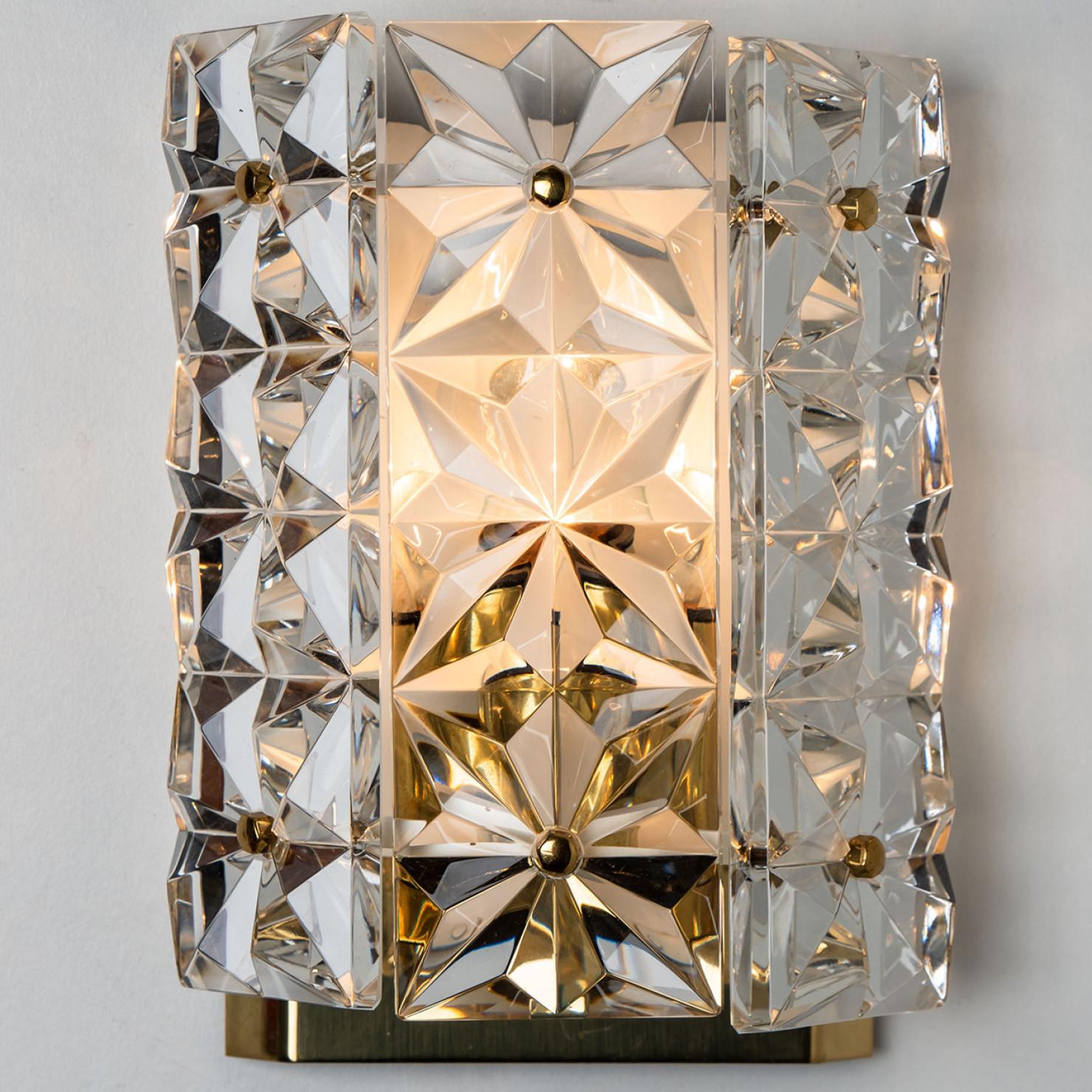 Crystal Glass and Brass Wall Sconces by Kinkeldey, 1970s For Sale 3