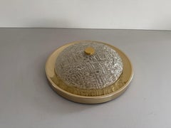 Crystal Glass and Gold Metal Flush Mount, 1960s, Germany