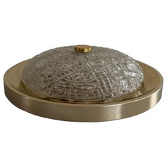 Crystal Glass and Gold Metal Flush Mount, 1960s, Germany