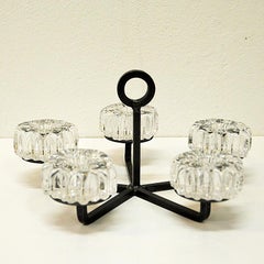 Crystal Glass and Iron Candleholder by Willy Johansson, Norway, 1970s