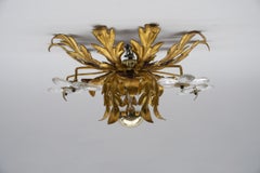 Crystal Glass and Metal Florentine Ceiling Lamp by Banci Firenze, 1960s