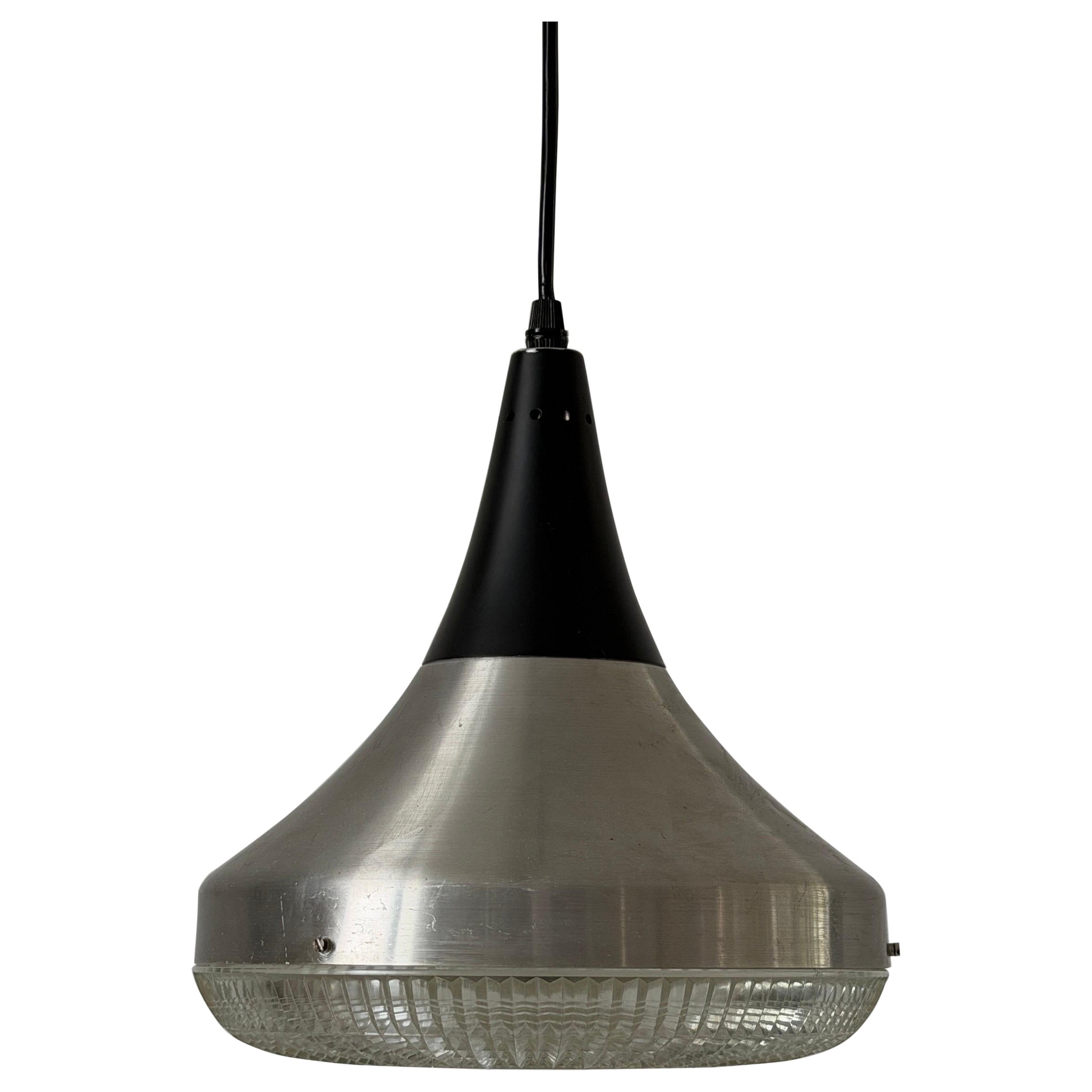 Crystal Glass and Metal Frame Ceiling Lamp, 1960s, Germany For Sale