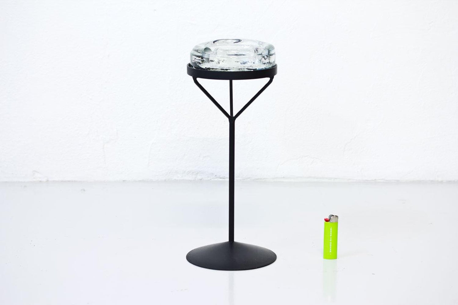 Crystal Glass Ashtray With Iron Stand By Erik Hoglund For Boda