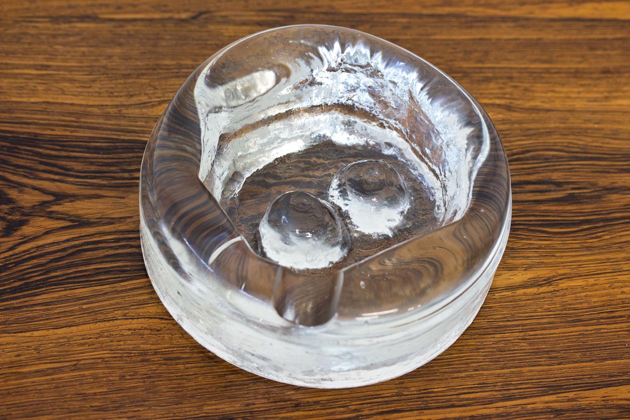 Crystal Glass Ashtray with Iron Stand by Erik Höglund for Boda, Sweden, 1960s 1