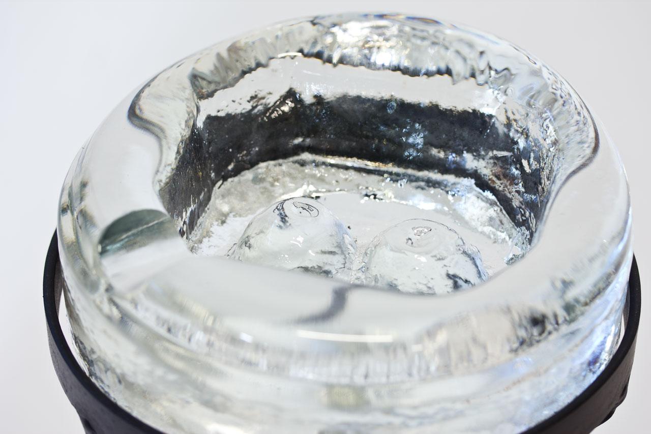 Crystal Glass Ashtray with Iron Stand by Erik Höglund for Boda, Sweden, 1960s 2