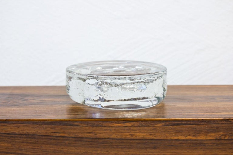 Crystal Glass Ashtray with Iron Stand by Erik Höglund for Boda, Sweden, 1960s For Sale 3