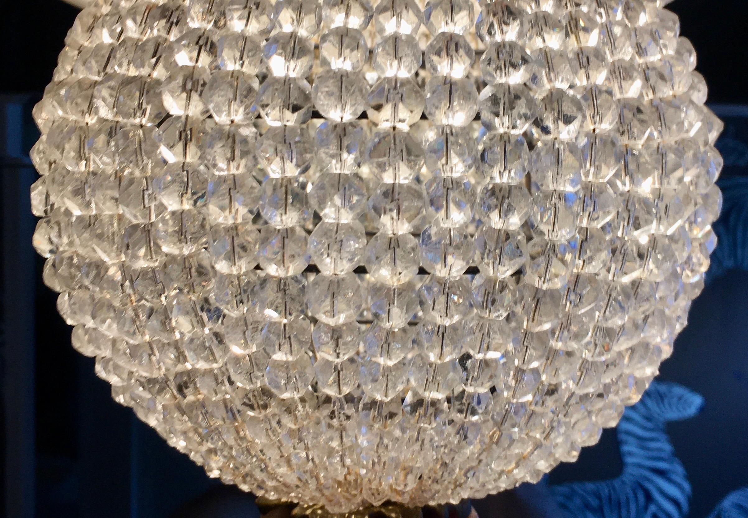 Crystal Glass Bead and Brass Orb Ball Pendant Light Chandelier 2