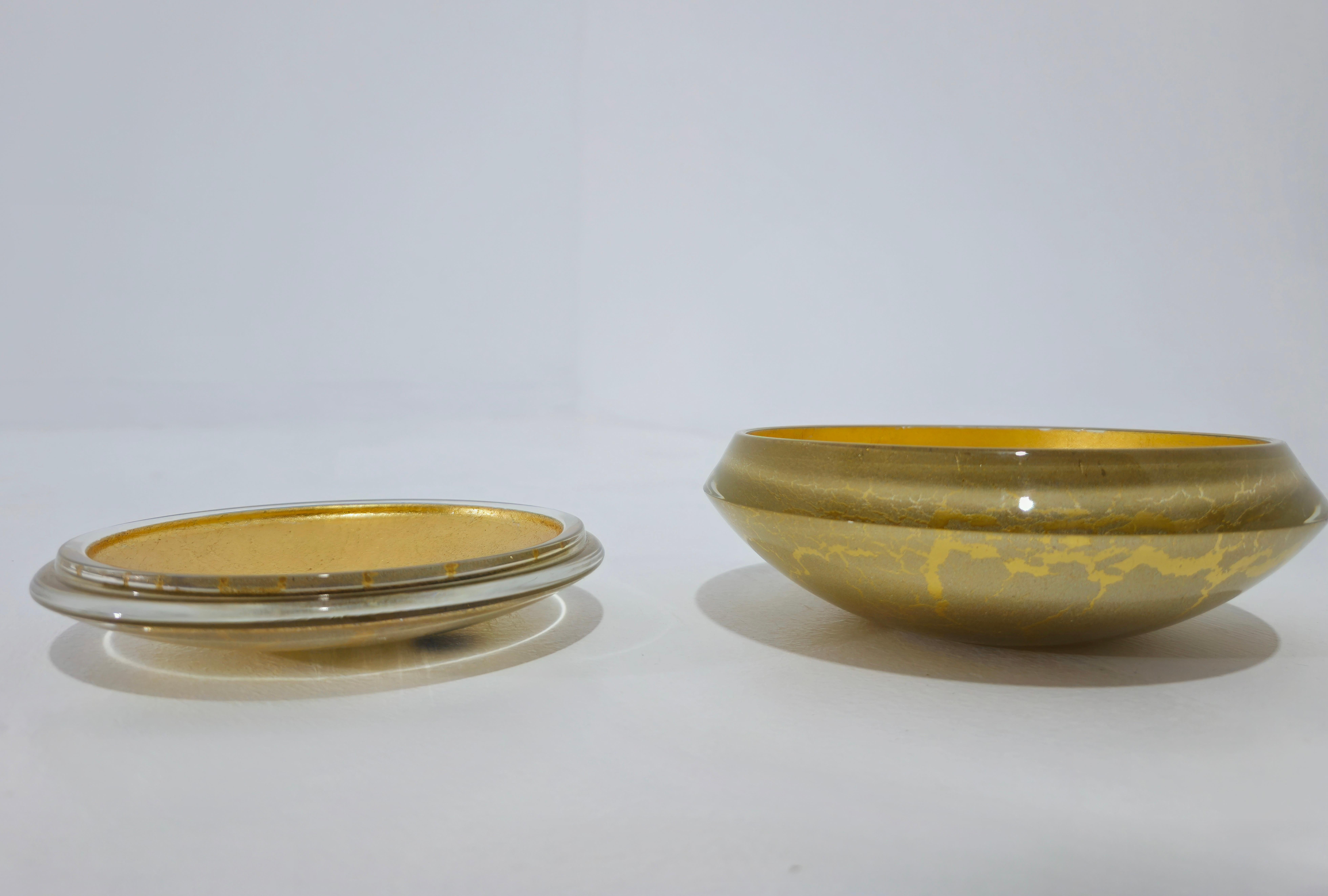 Caja de cristal con dorado Mid-Century Modern Años 80 en Excelente estado para la venta en Palermo, IT