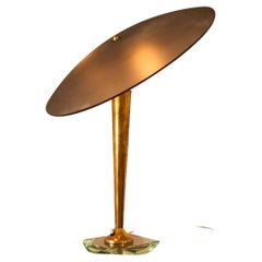 Crystal Glass & Brass Table Lamp Attr to Pietro Chiesa for Fontana Arte