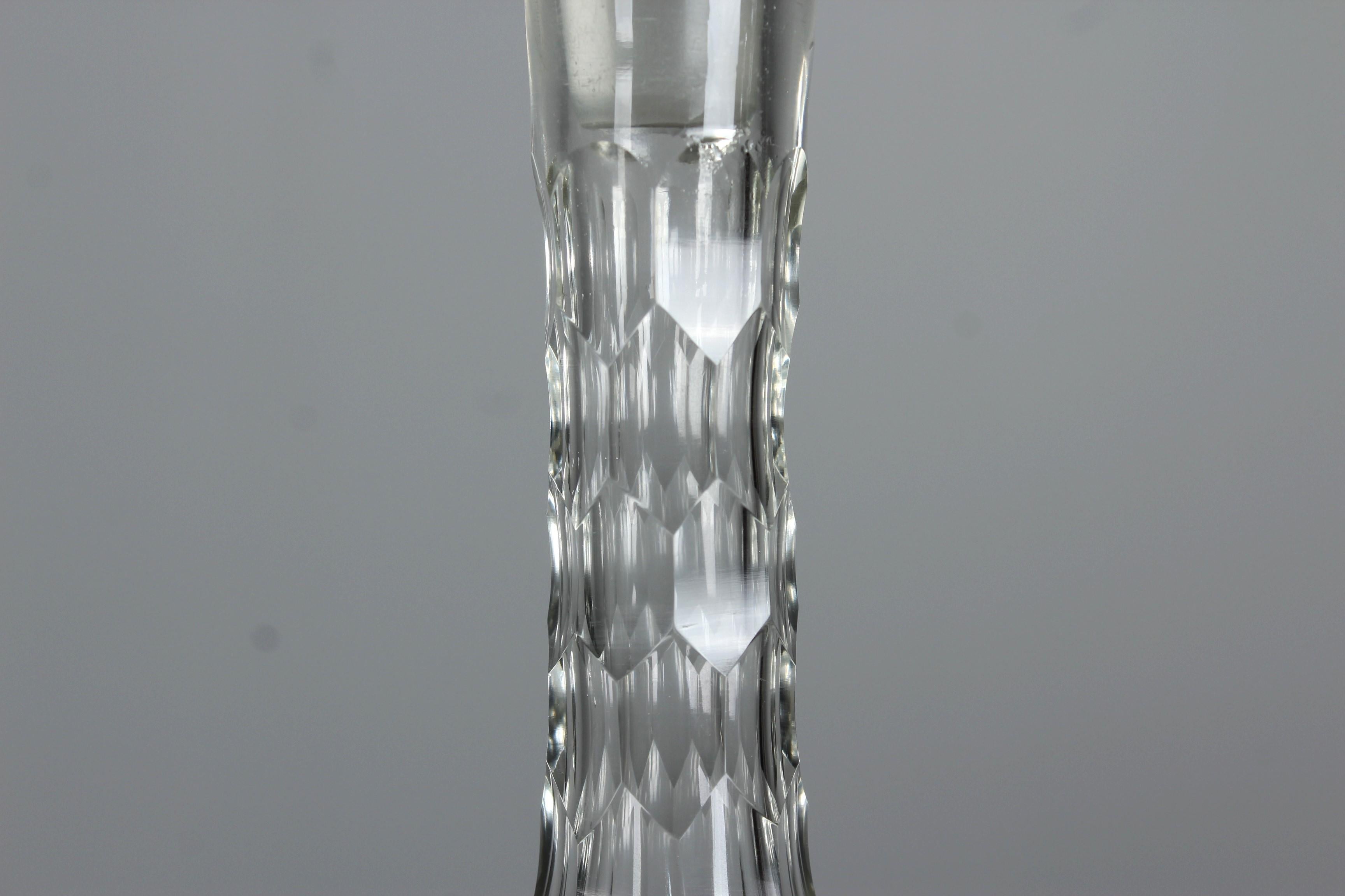 Crystal Glass Carafe, 20th Century, Hand-Carved, 31 cm In Good Condition For Sale In Greven, DE