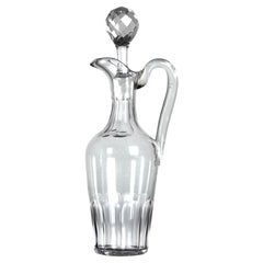 Crystal Glass Carafe With Handle, 20th Century, Mouth-Blown, 24 cm