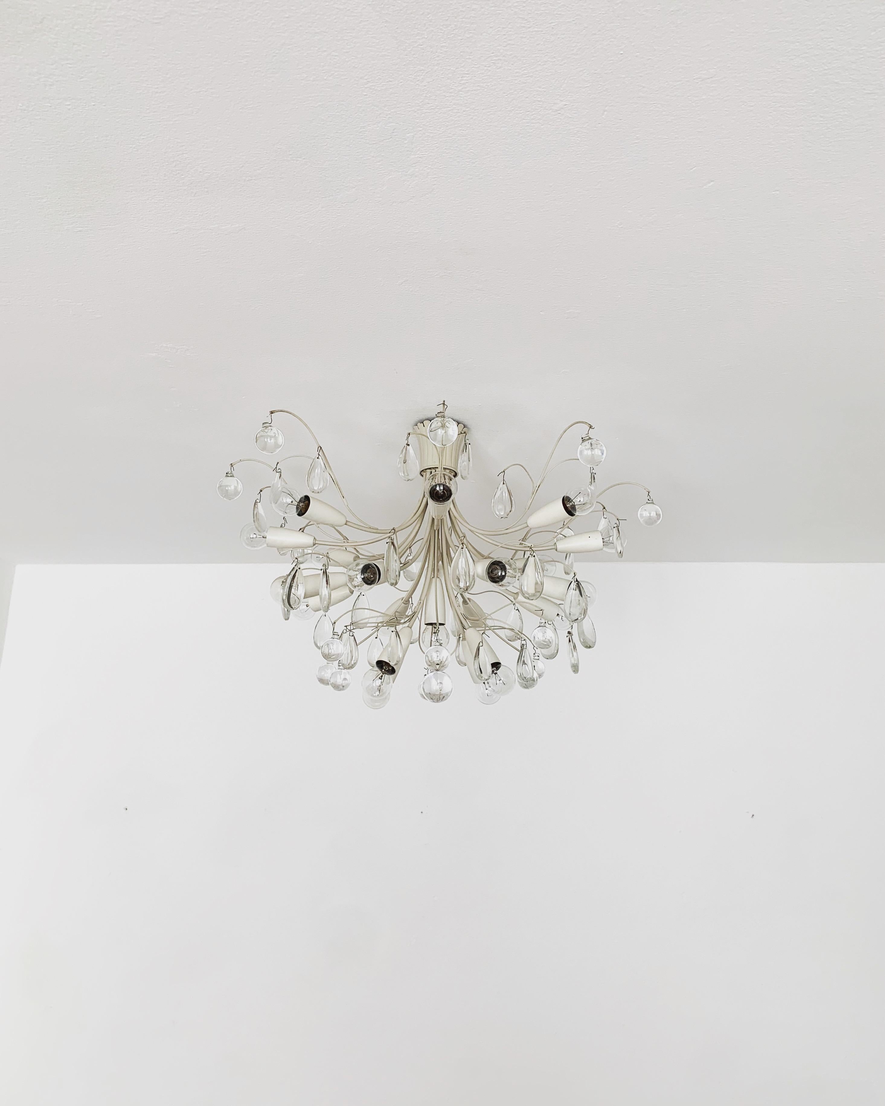 Metallo Lampadario da soffitto in cristallo di Vereinigte Werkstätten München in vendita