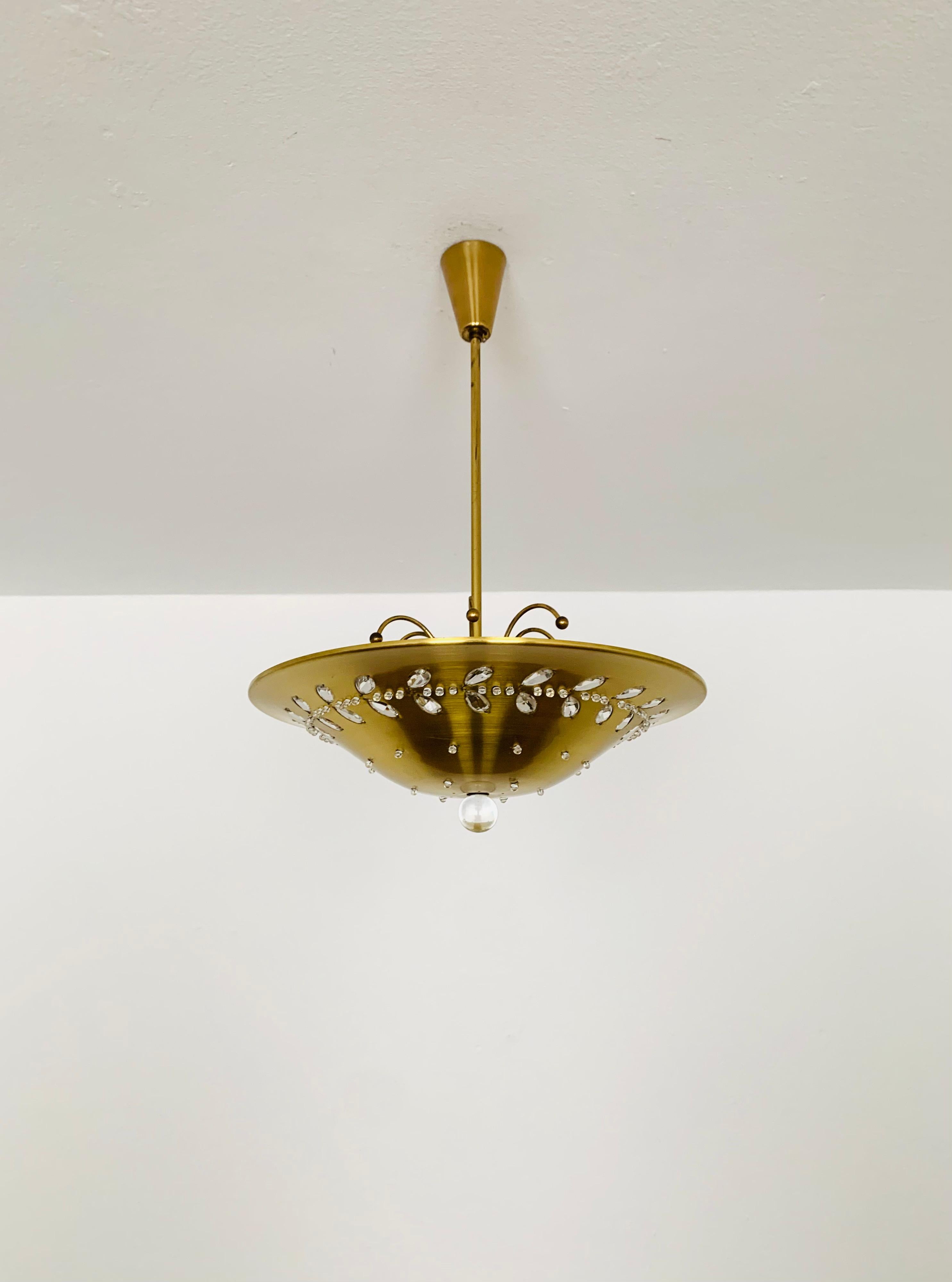 Mid-Century Modern Crystal Glass Ceiling Lamp For Sale