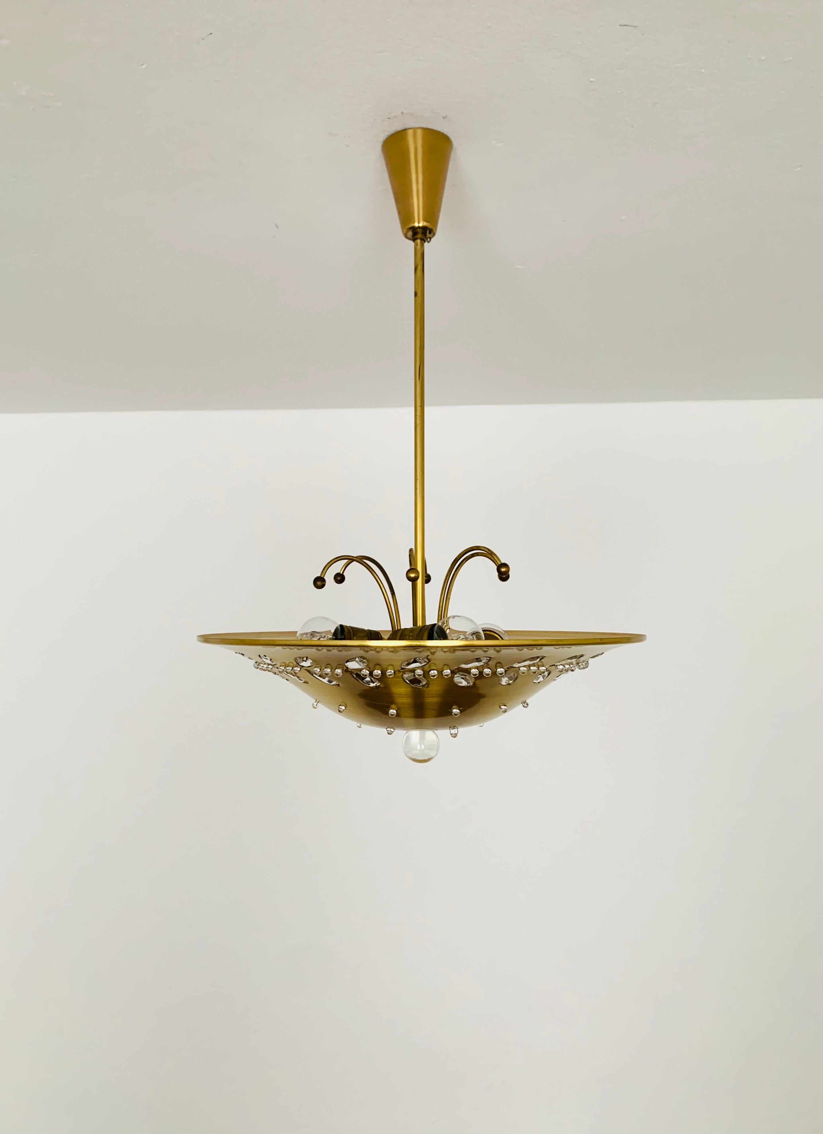 Crystal Glass Ceiling Lamp In Good Condition For Sale In München, DE