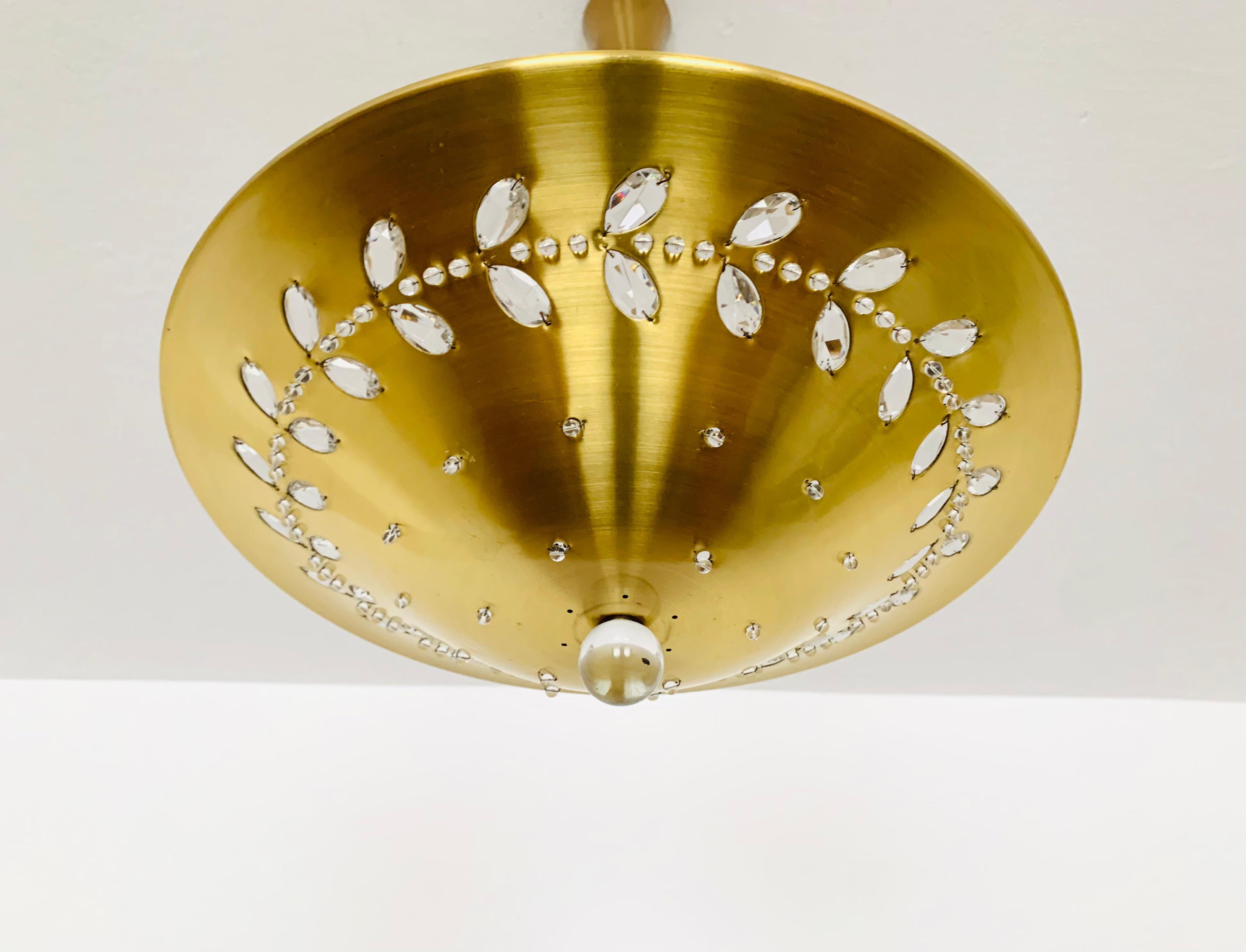 Mid-20th Century Crystal Glass Ceiling Lamp For Sale