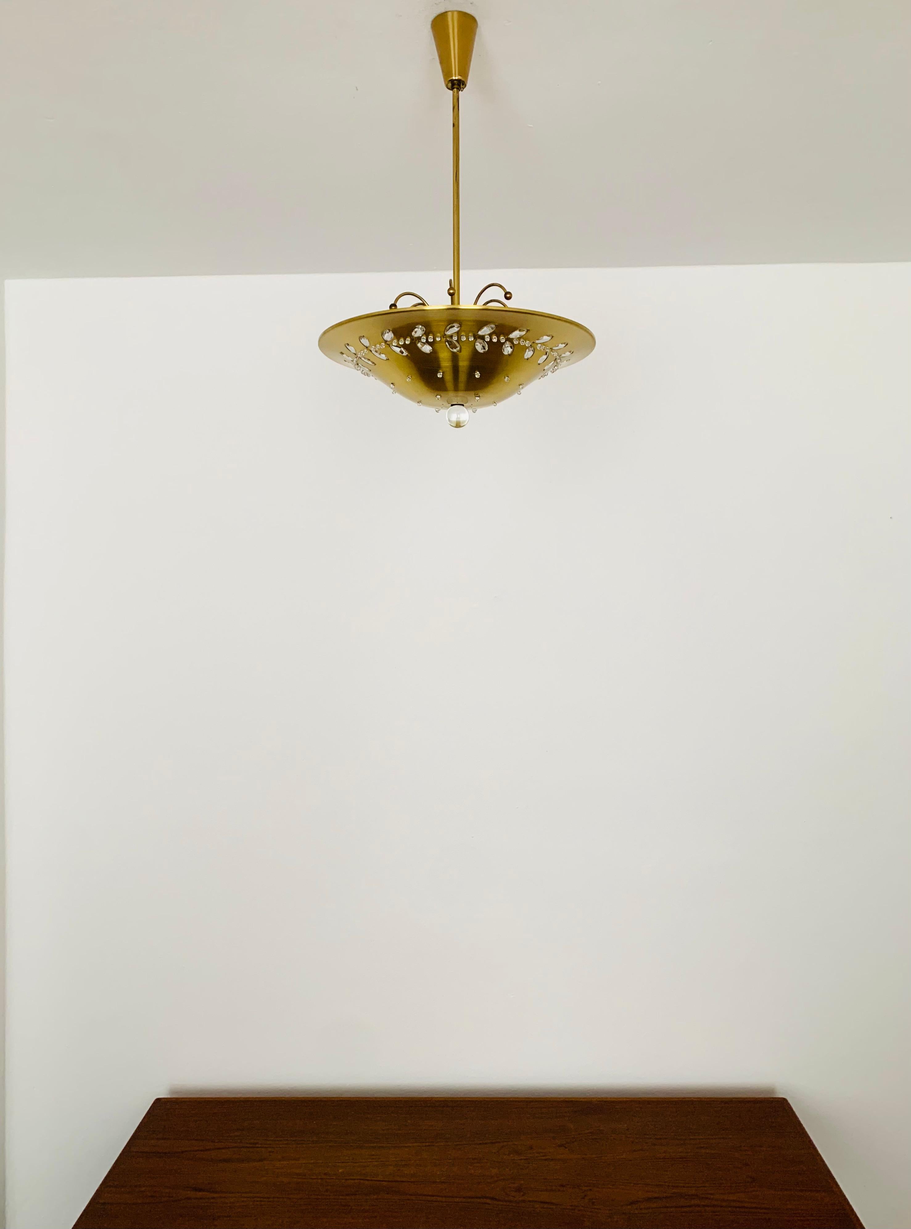 Mid-20th Century Crystal Glass Ceiling Lamp For Sale