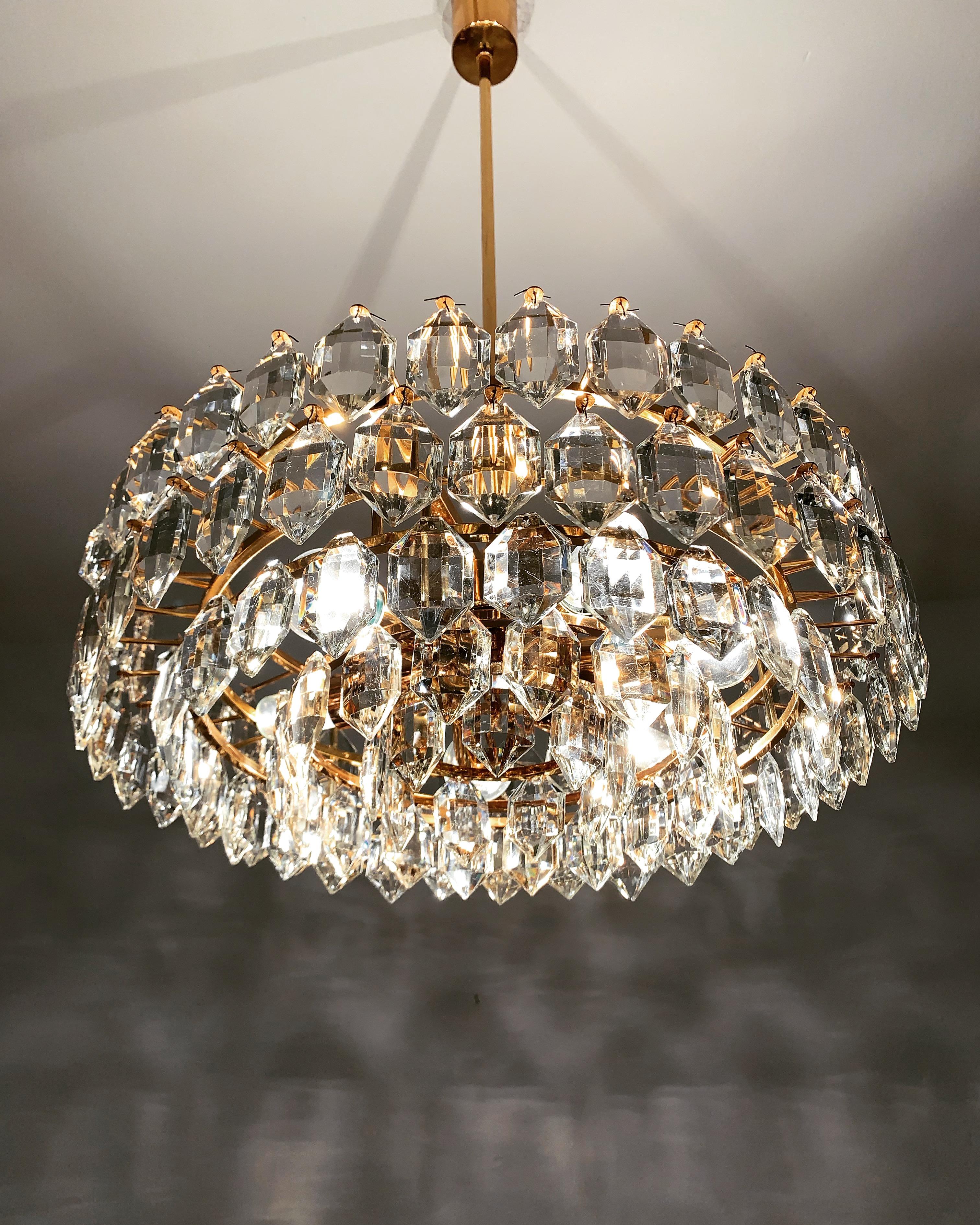 Crystal Glass Chandelier by Bakalowits For Sale 3