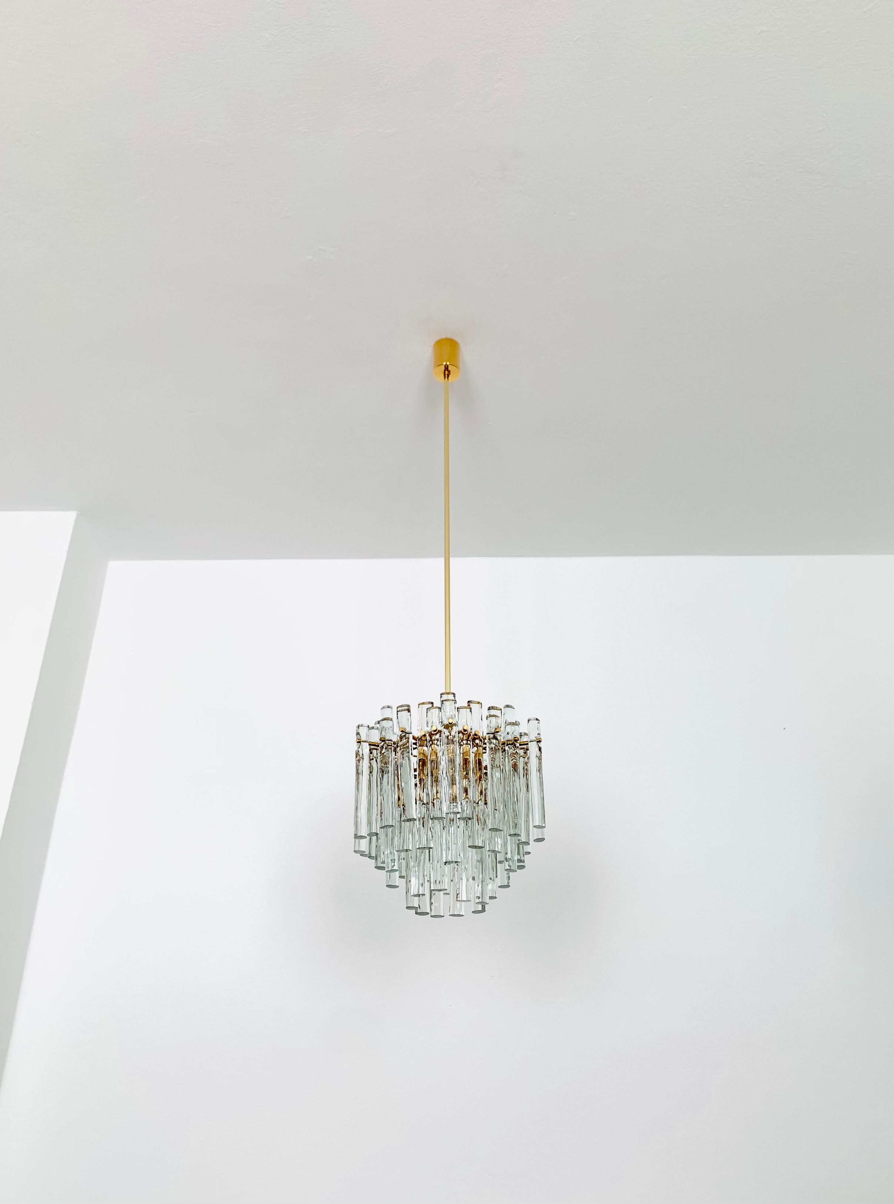 Crystal Glass Chandelier by Kinkeldey In Good Condition For Sale In München, DE