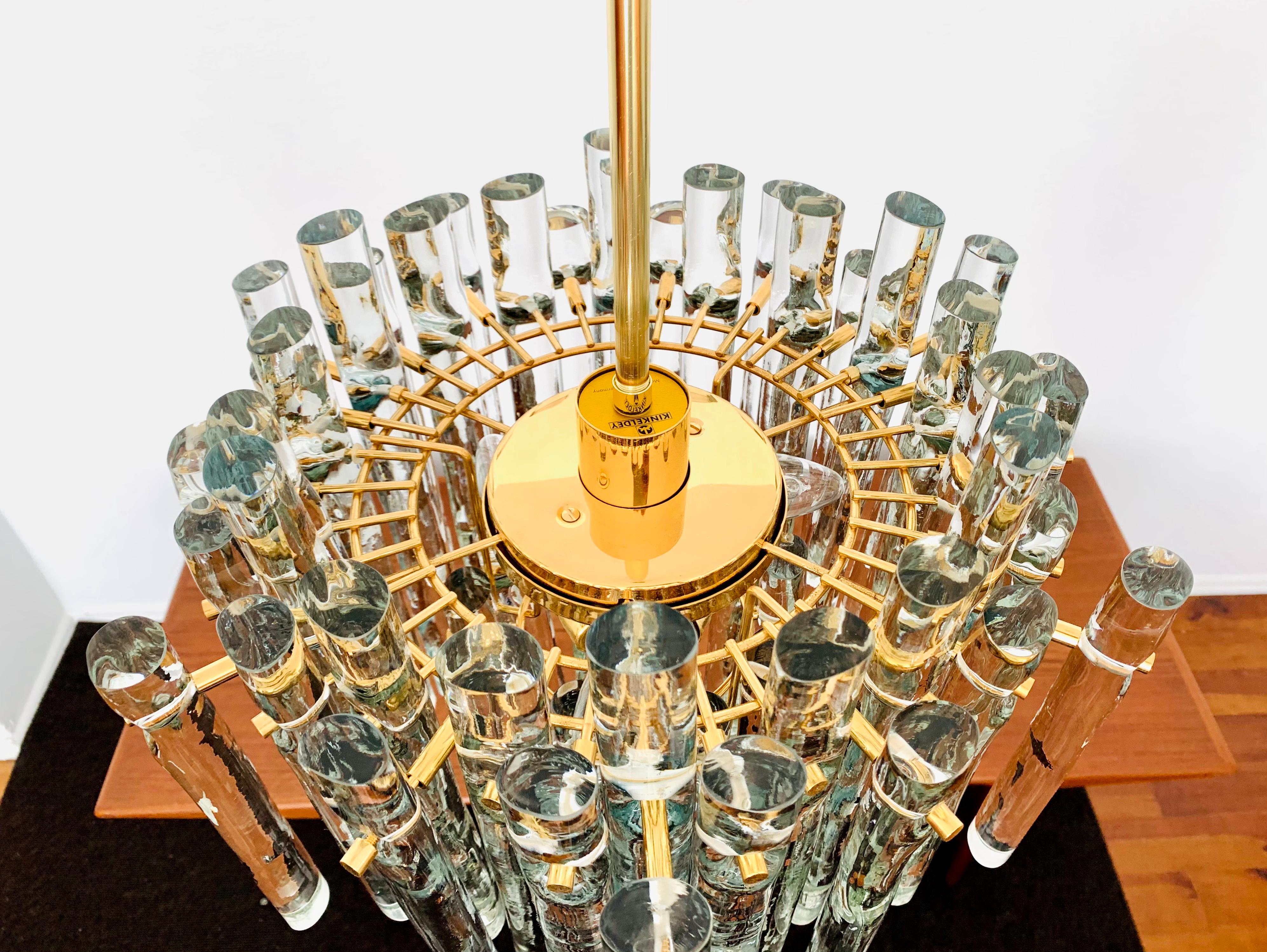 Crystal Glass Chandelier by Kinkeldey For Sale 2