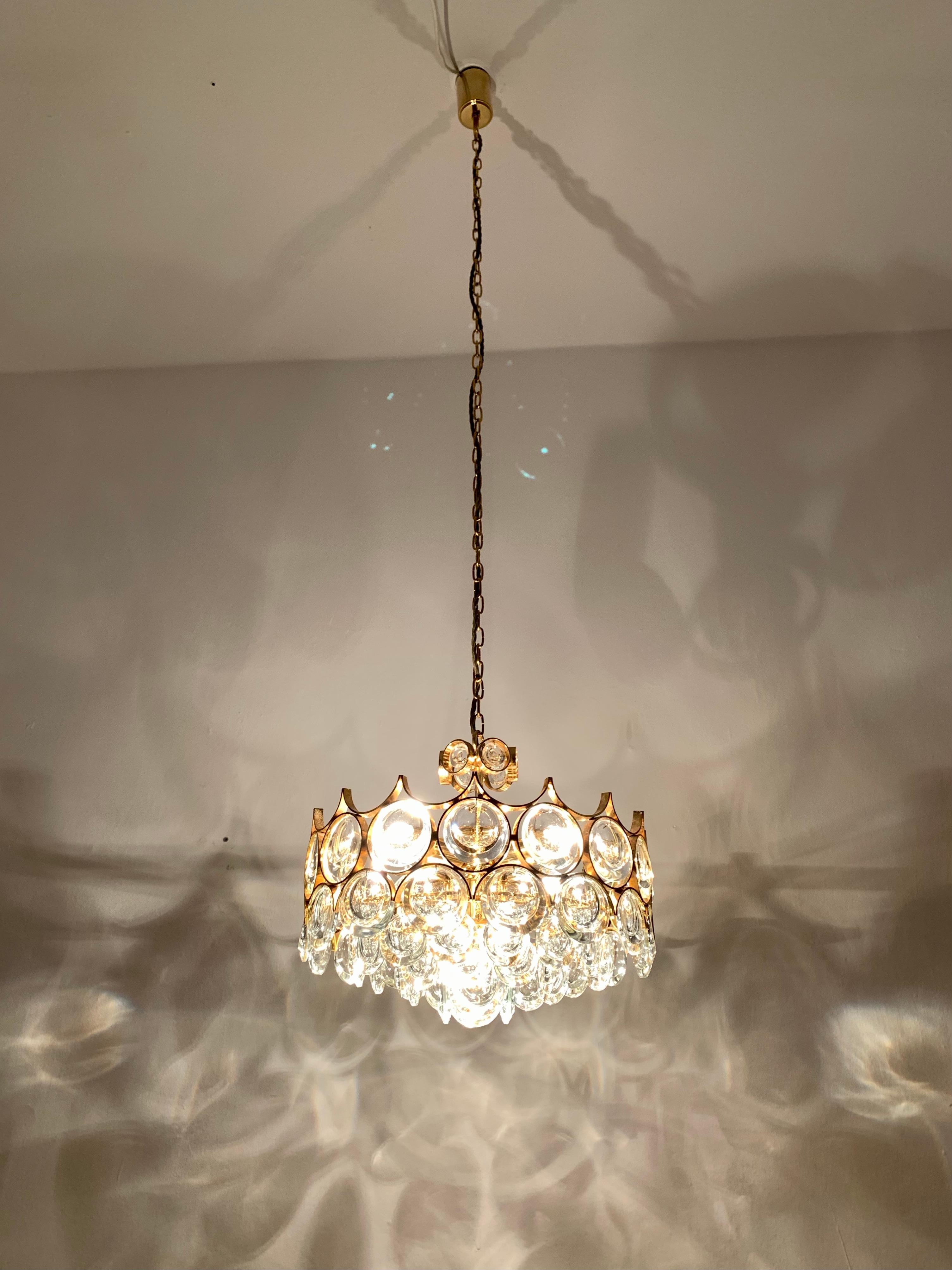 Crystal Glass Chandelier by Palwa For Sale 3