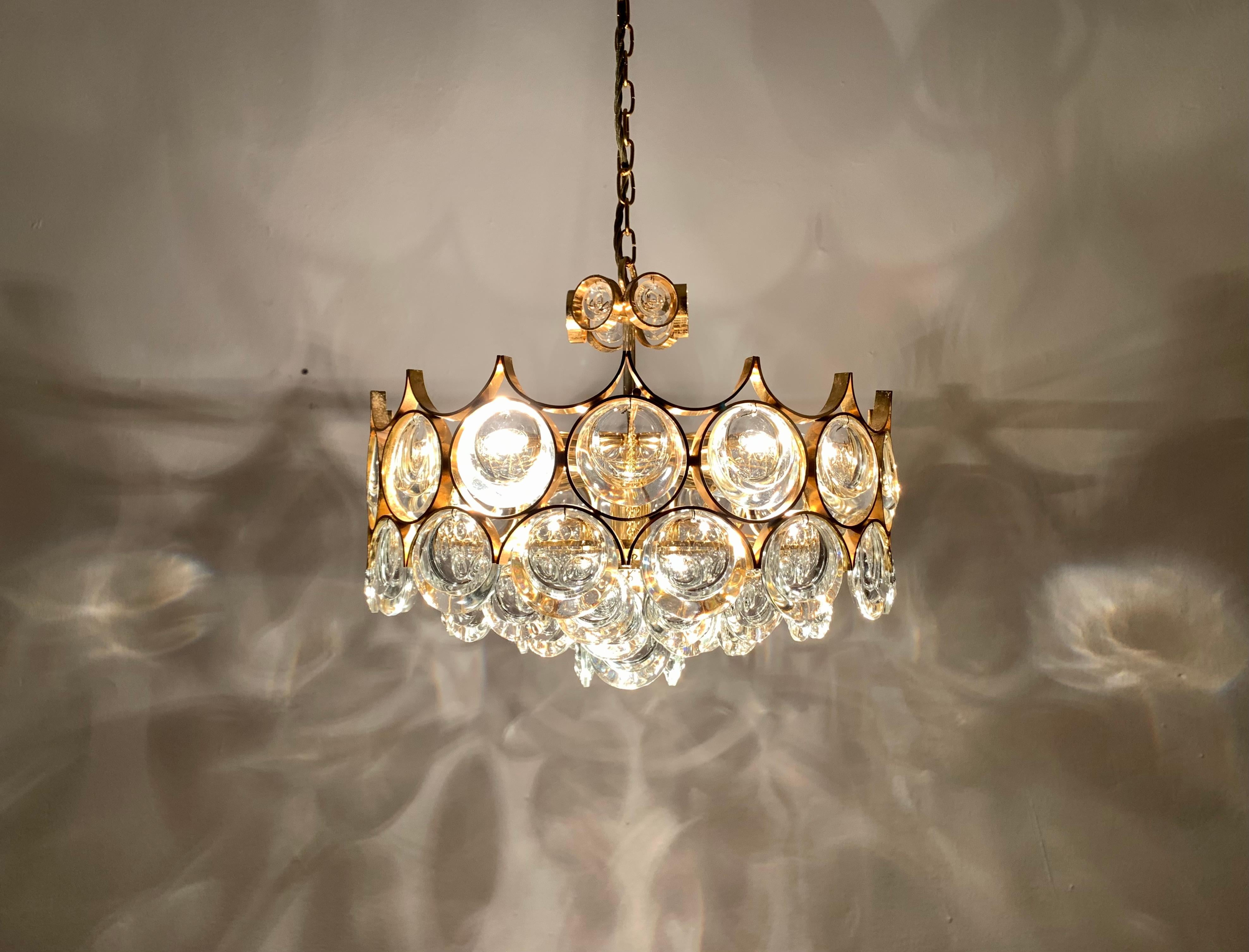 Crystal Glass Chandelier by Palwa For Sale 4
