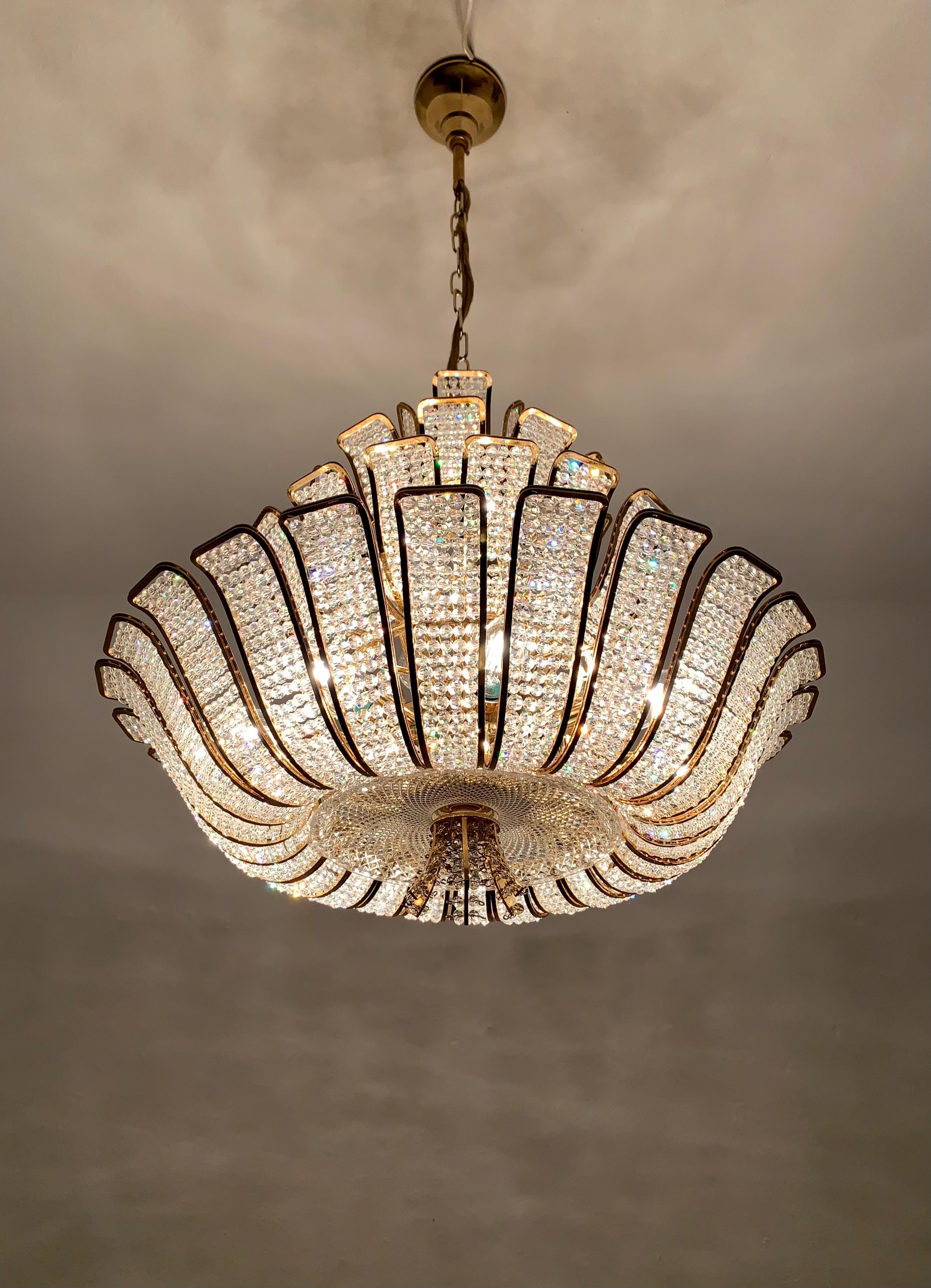Crystal Glass Chandelier by Palwa For Sale 4