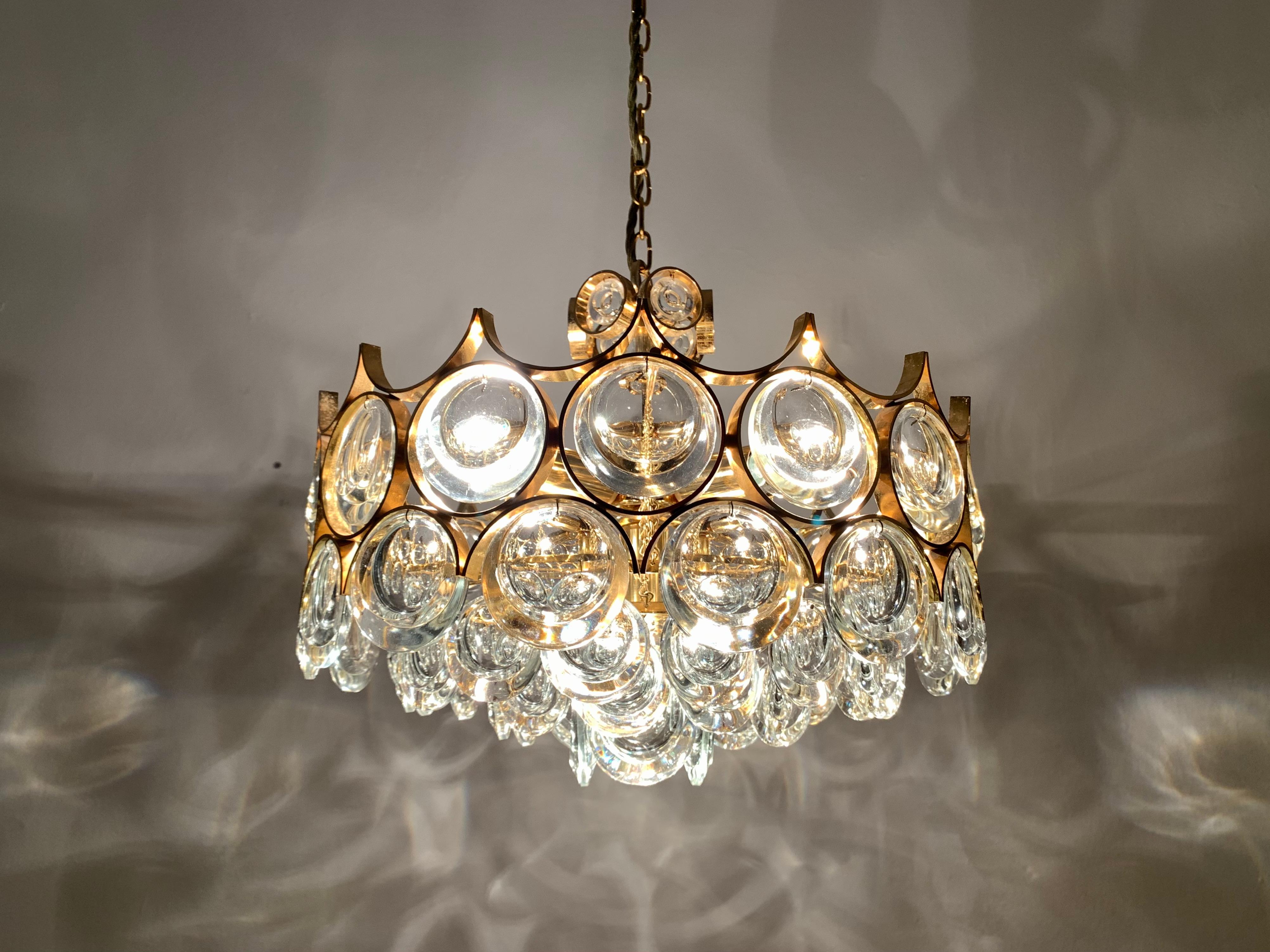 Crystal Glass Chandelier by Palwa For Sale 5