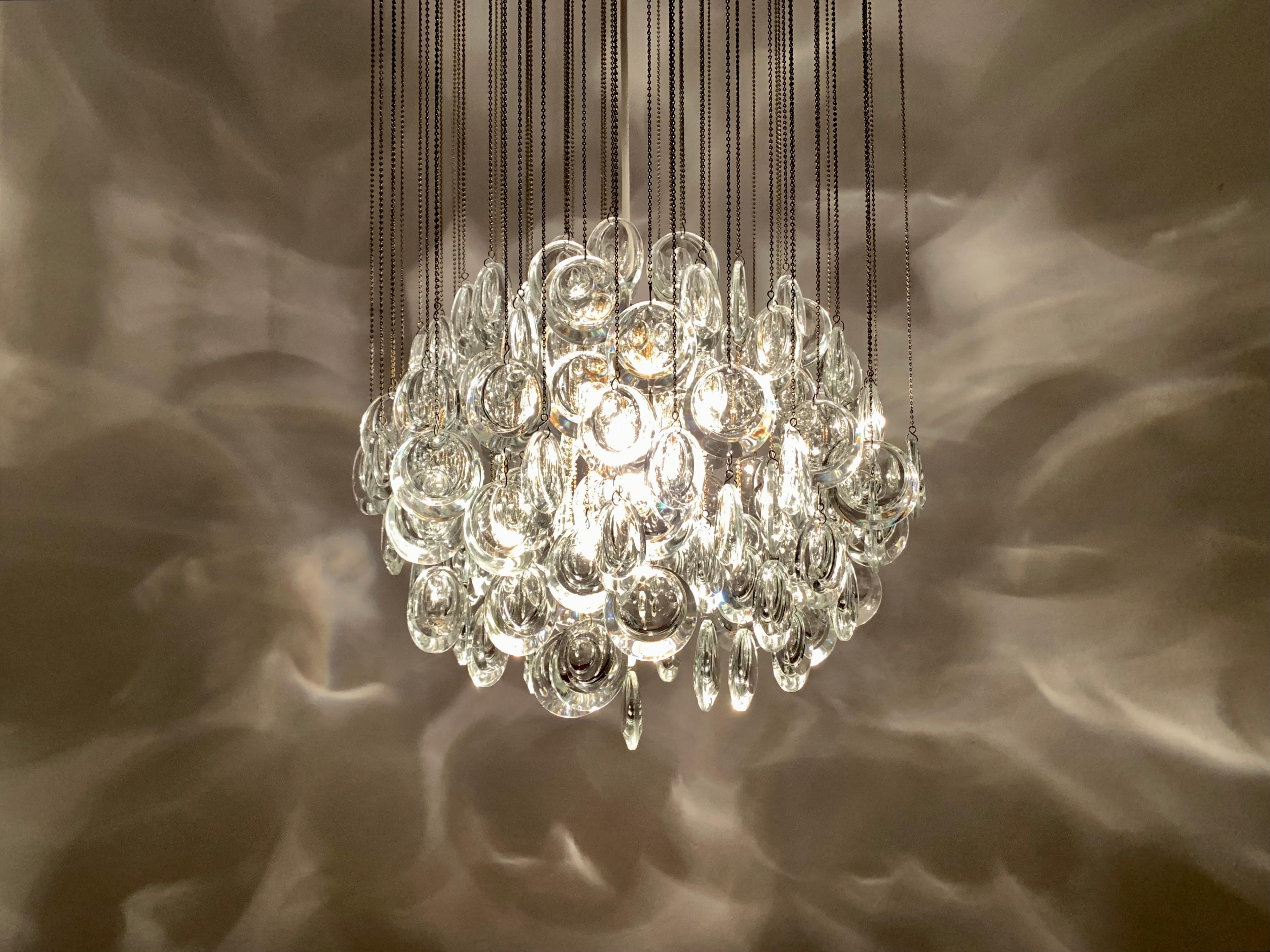 Crystal Glass Chandelier by Palwa For Sale 6