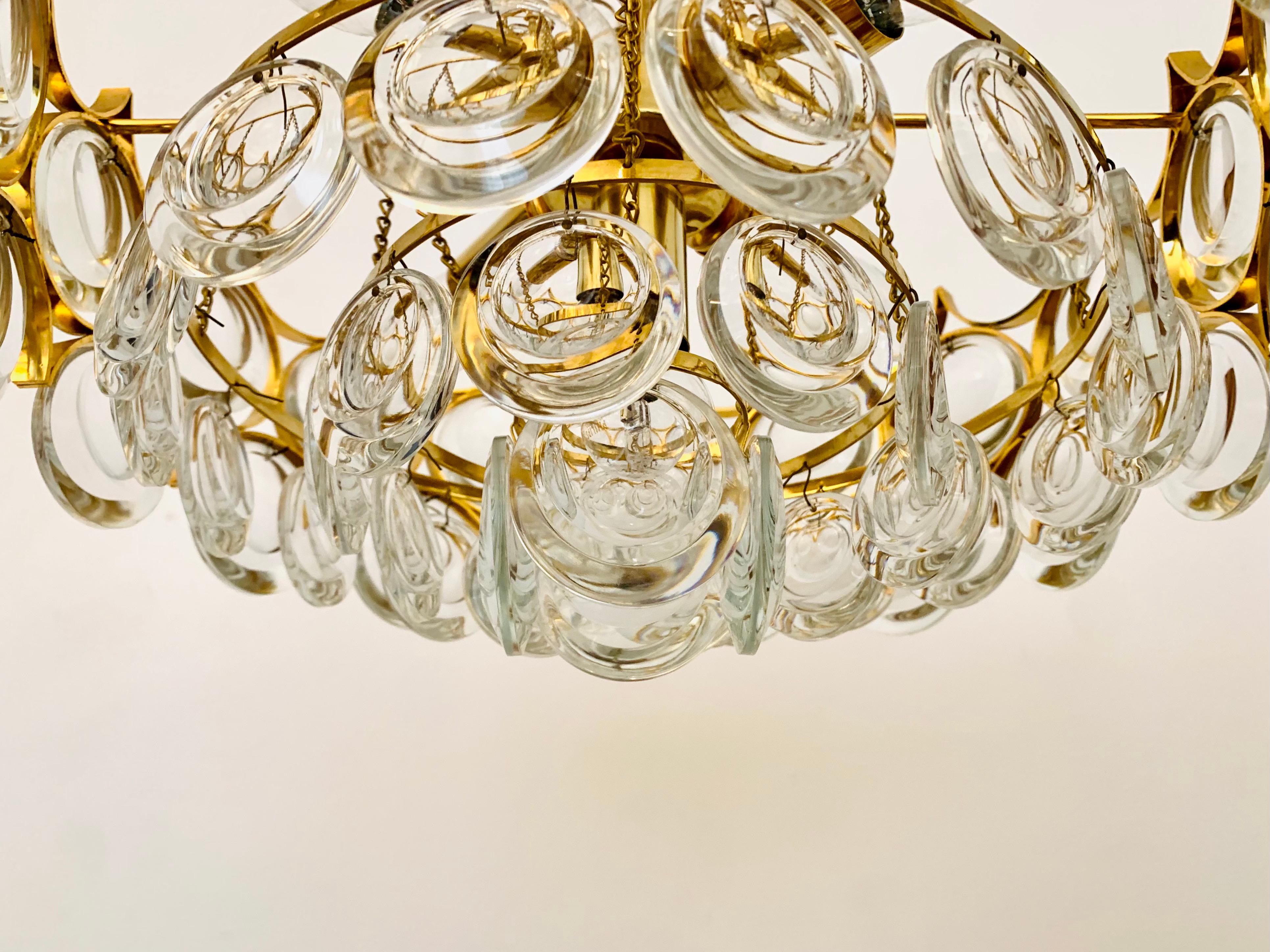 Crystal Glass Chandelier by Palwa For Sale 6