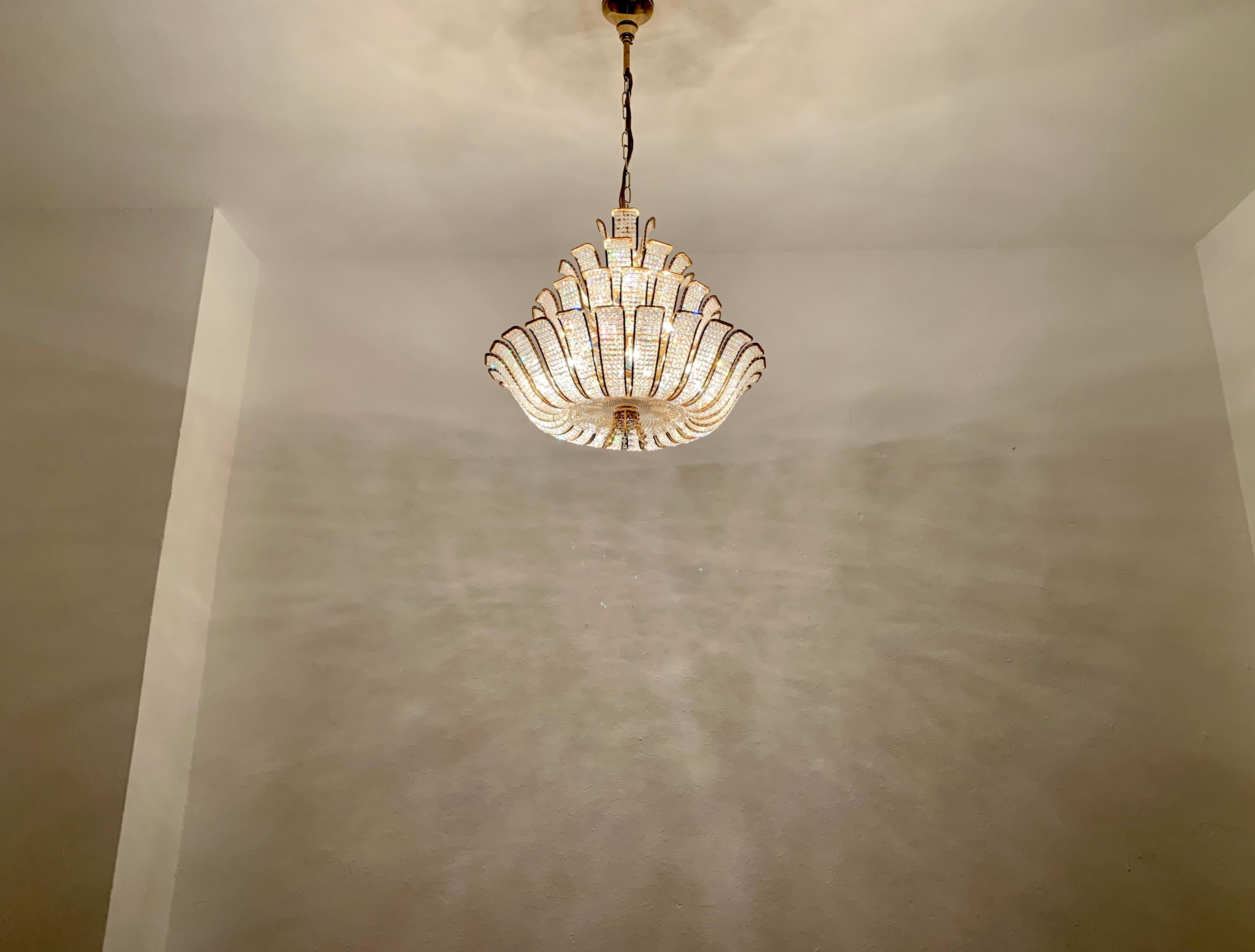Crystal Glass Chandelier by Palwa For Sale 7
