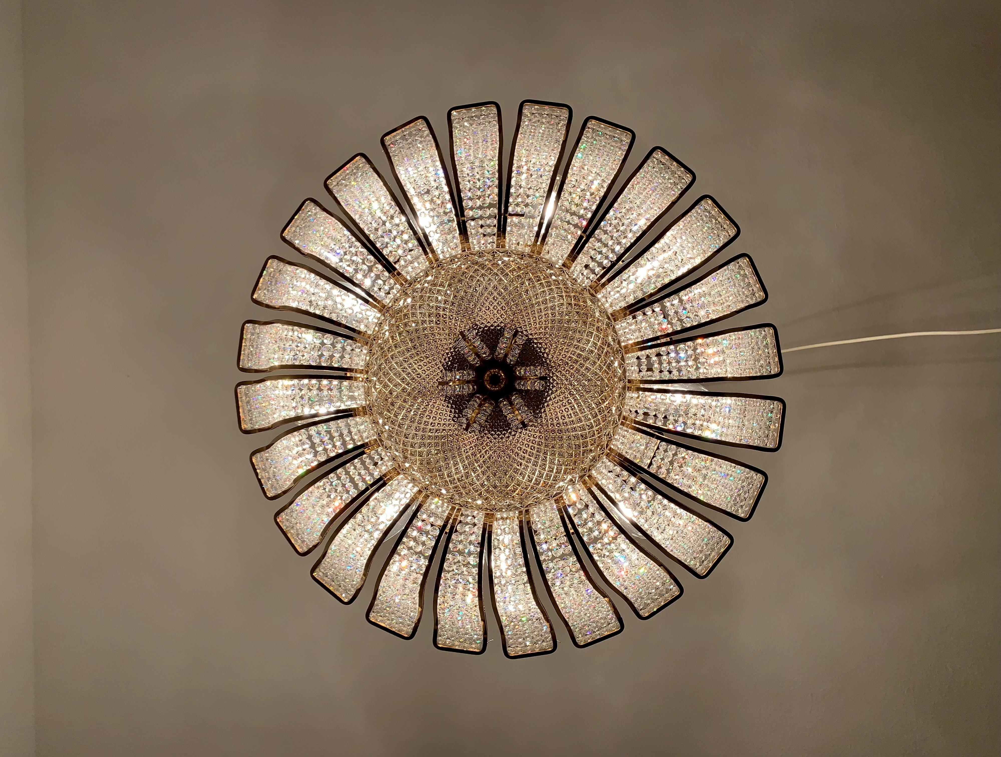 Crystal Glass Chandelier by Palwa For Sale 9