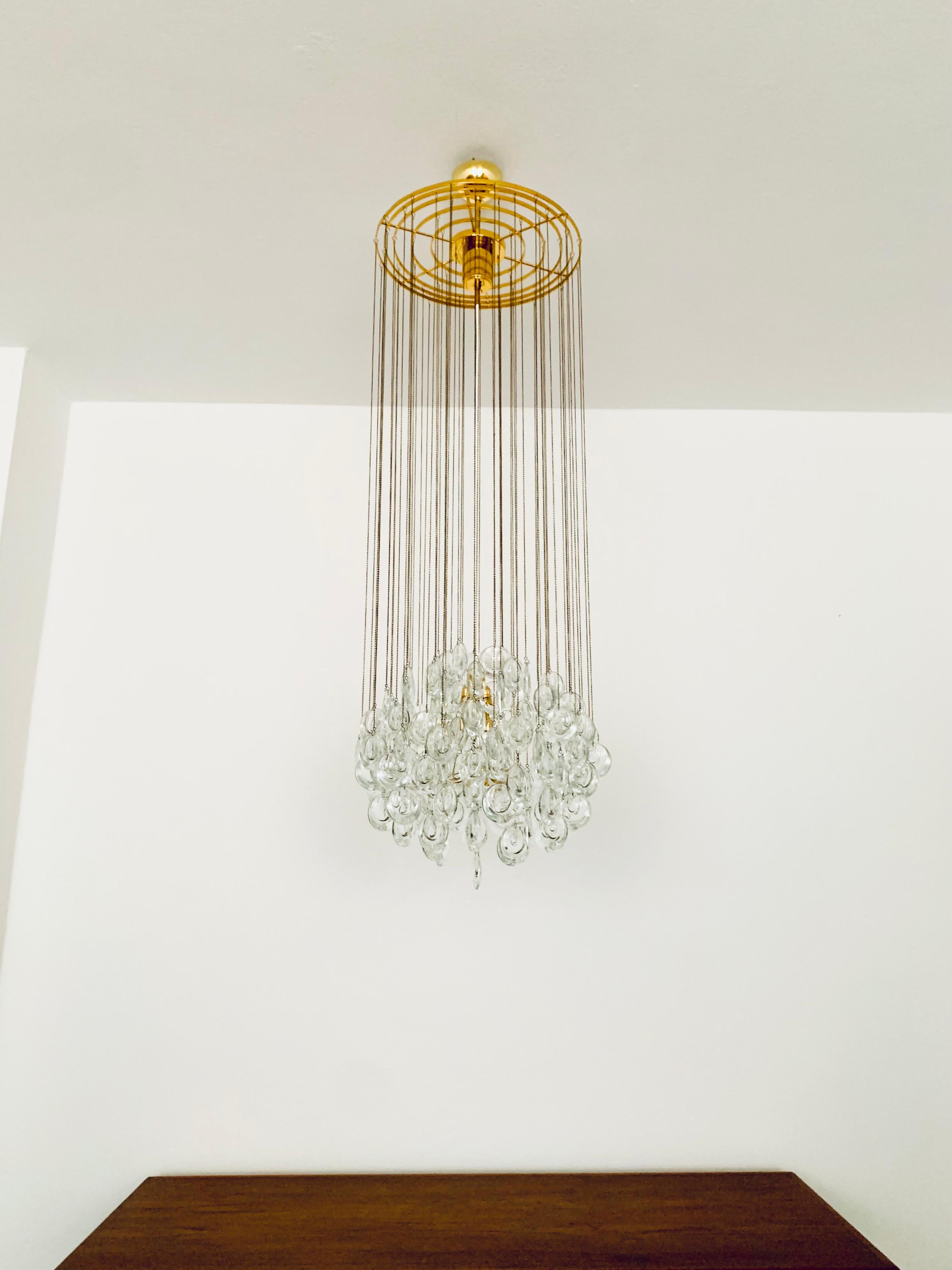 Hollywood Regency Crystal Glass Chandelier by Palwa For Sale