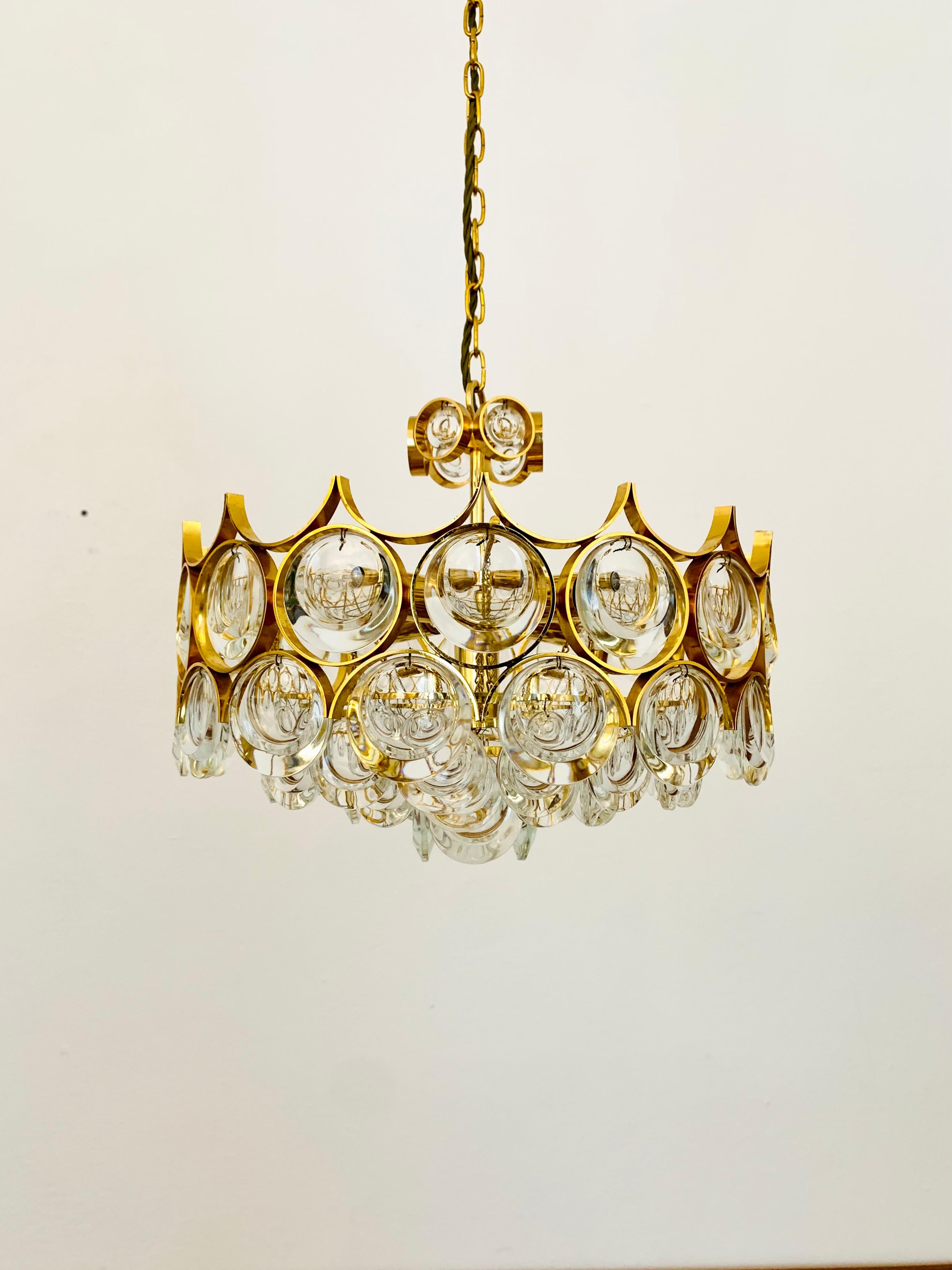 Mid-Century Modern Crystal Glass Chandelier by Palwa For Sale