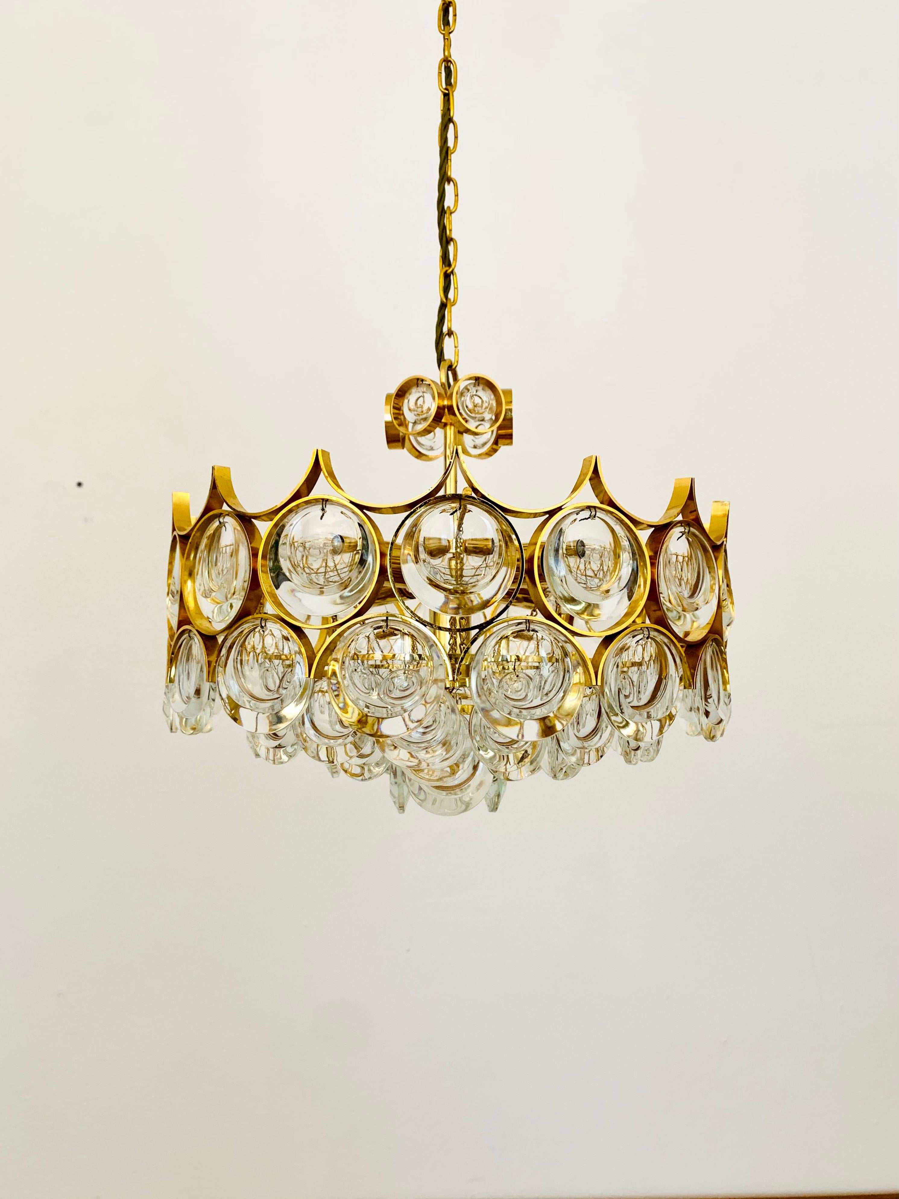 Mid-Century moderno Lampadario in cristallo di Palwa in vendita